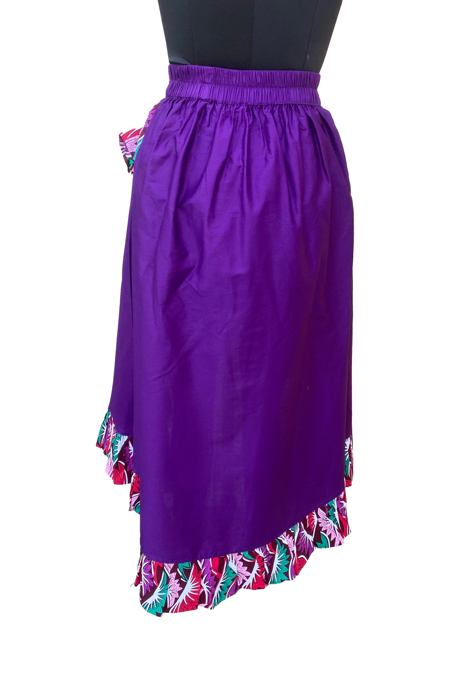 African Trim High Low Ruffled Skirt