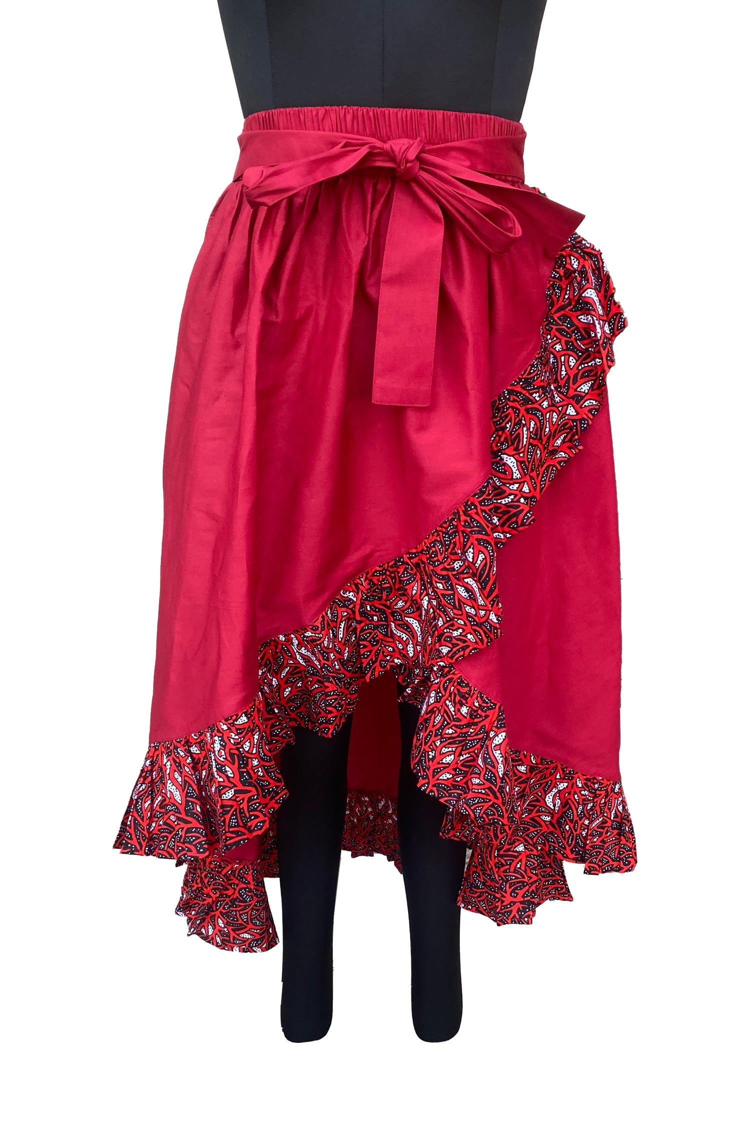 African Trim High Low Ruffled Skirt