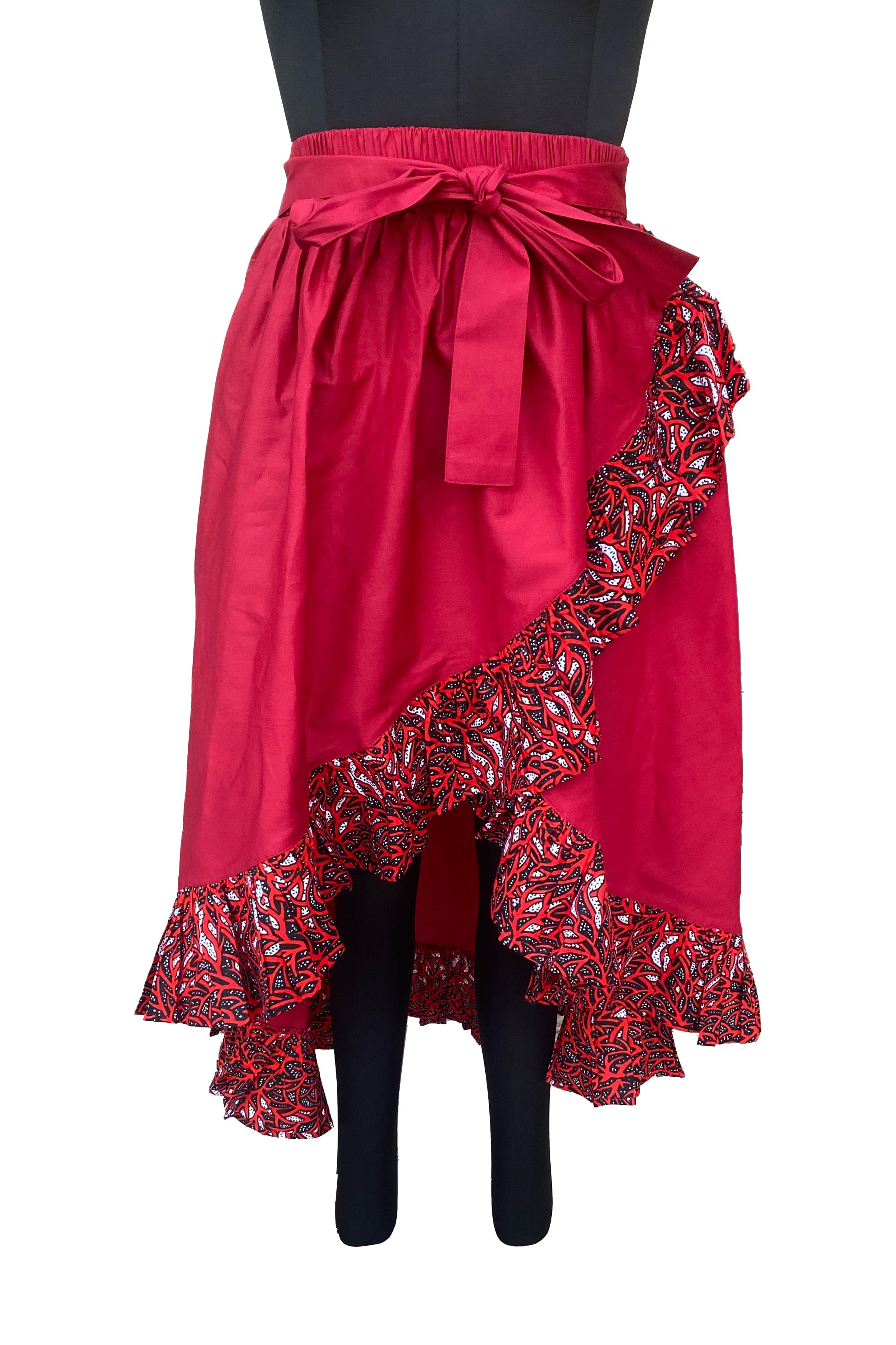 African Trim High Low Ruffled Skirt