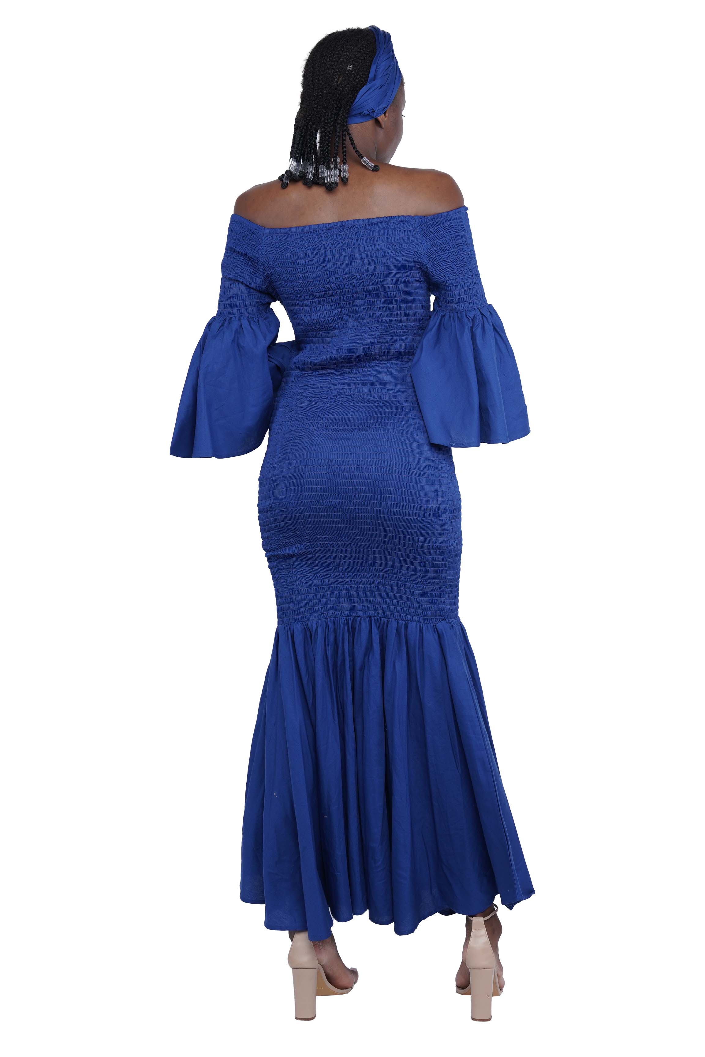 Blue Long Smocked Mermaid/Fish Tail Dress