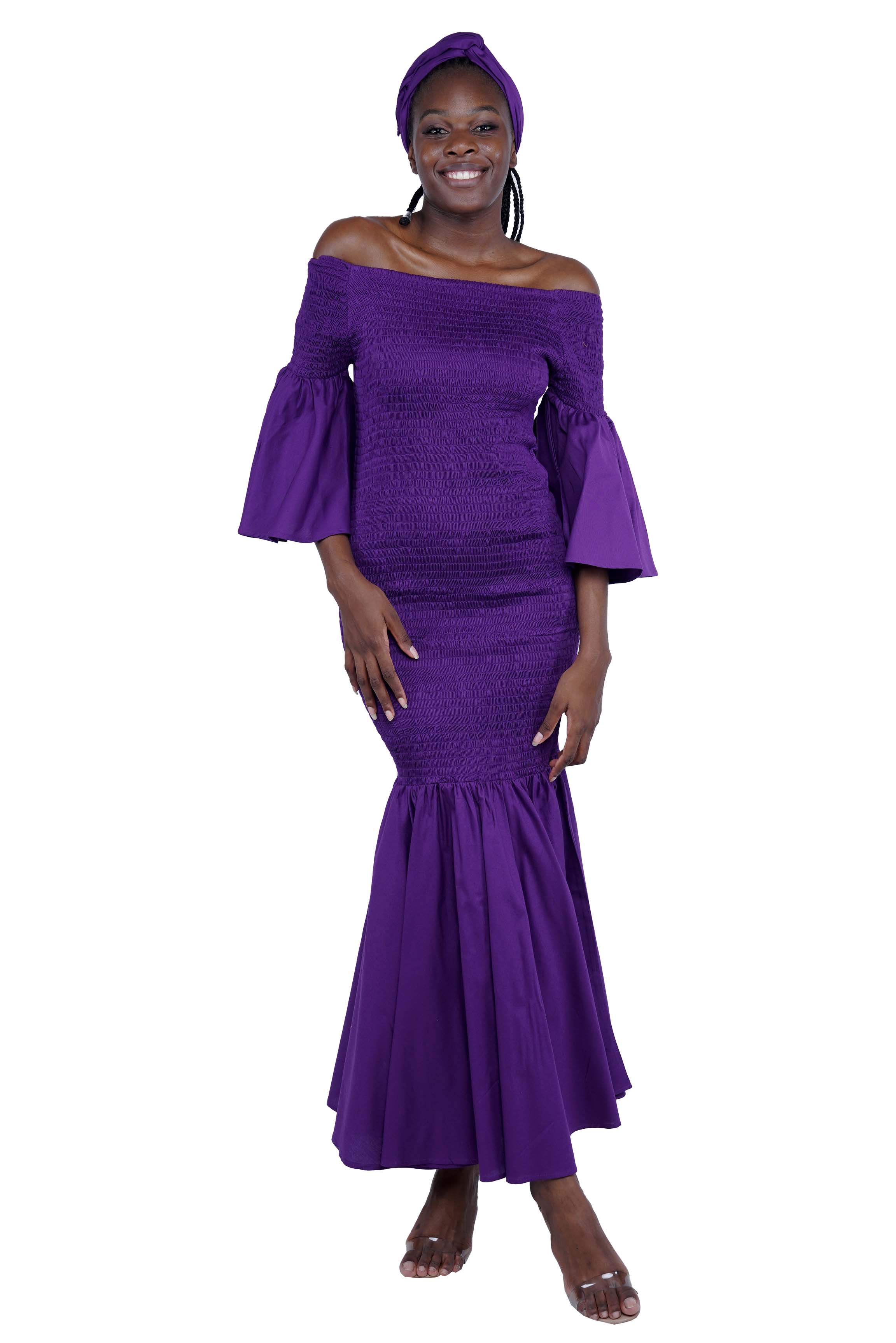 Purple Long Smocked Mermaid/Fish Tail Dress