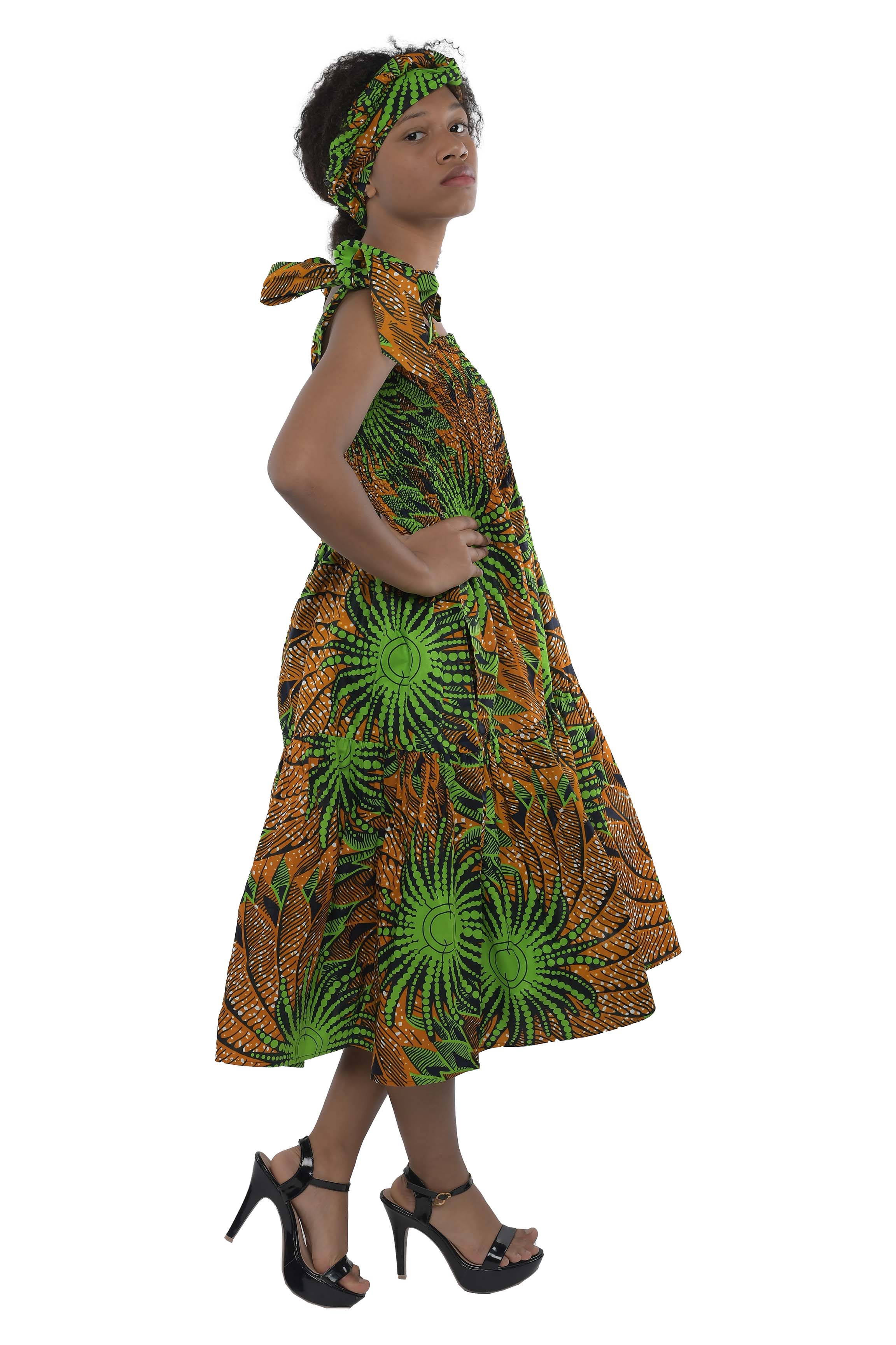 Smocked Tie Shoulder Dress