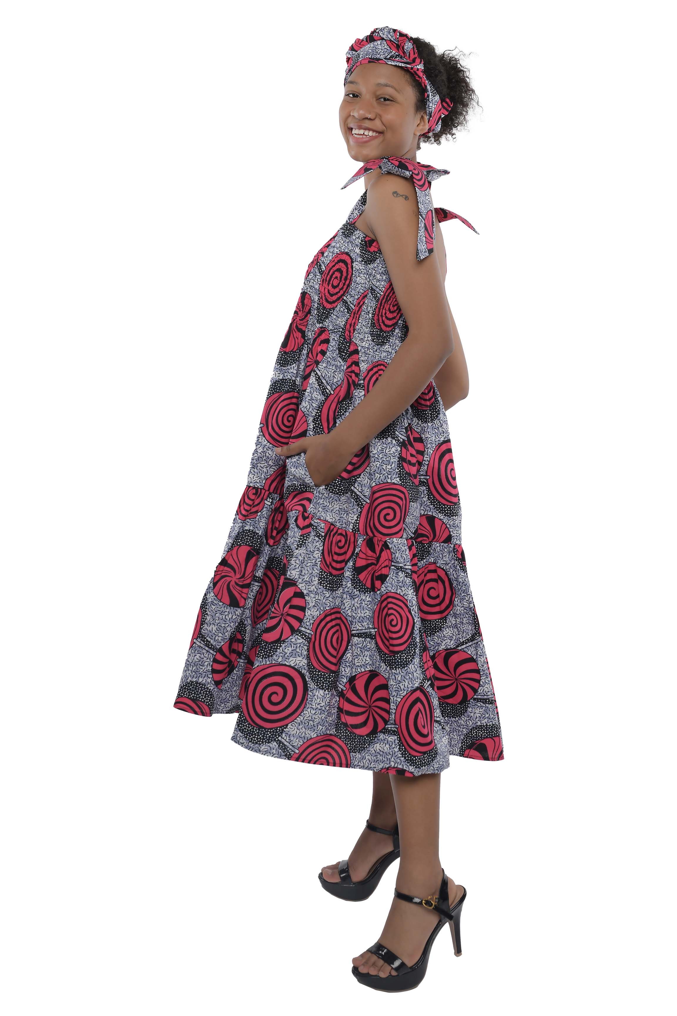 Smocked Tie Shoulder Dress