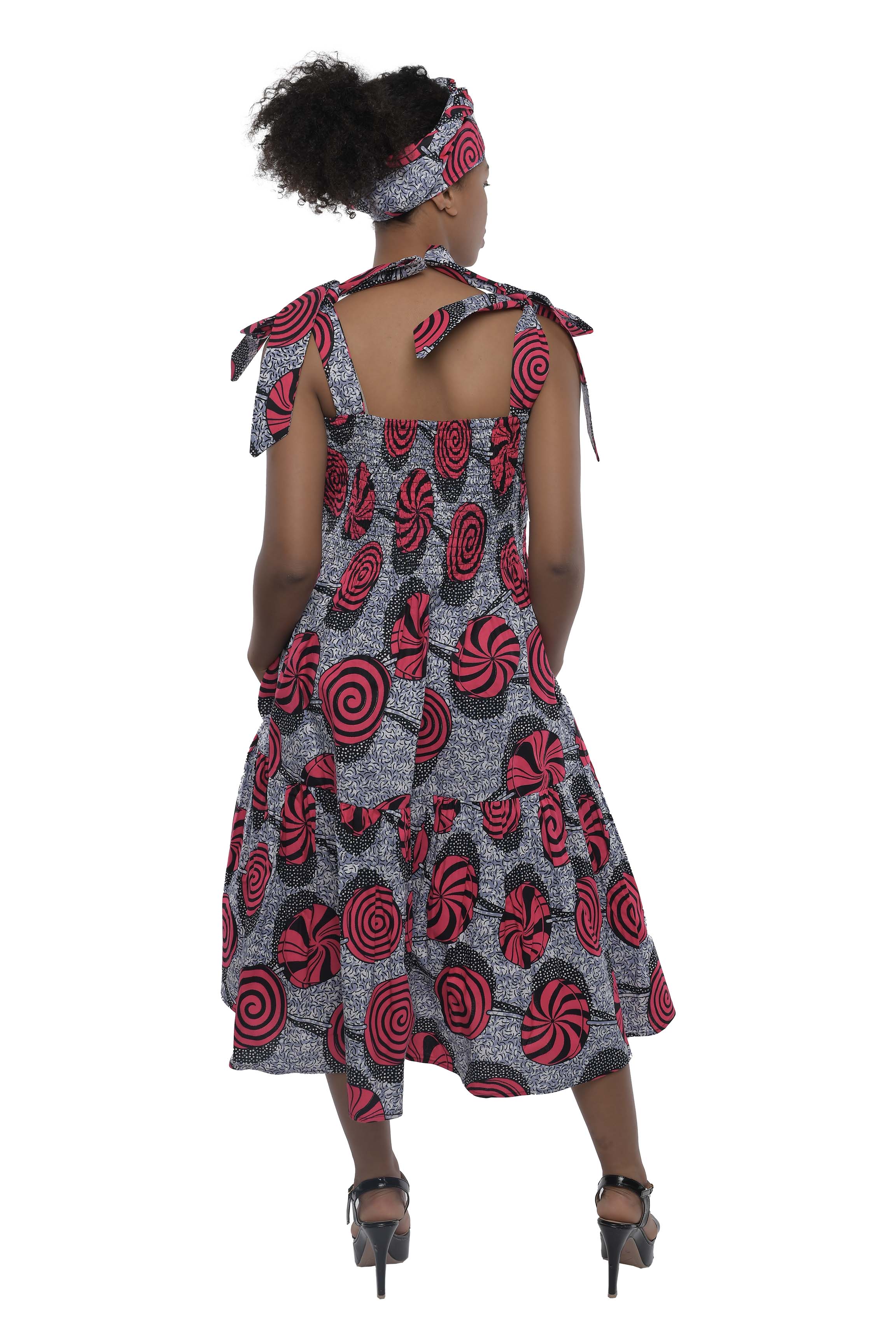 Smocked Tie Shoulder Dress