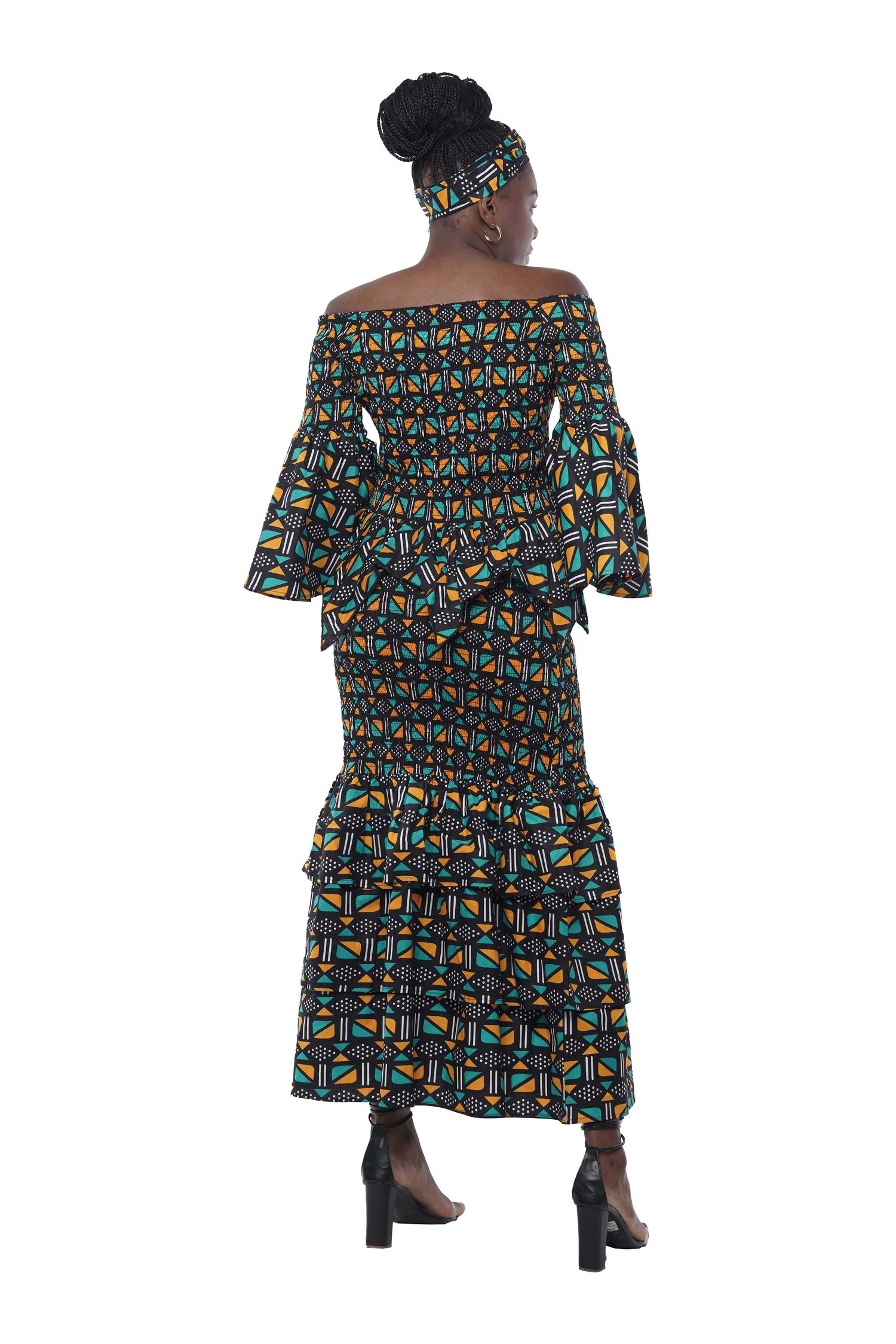 African Zig Zag Hem Top and Fish Tail Skirt Set