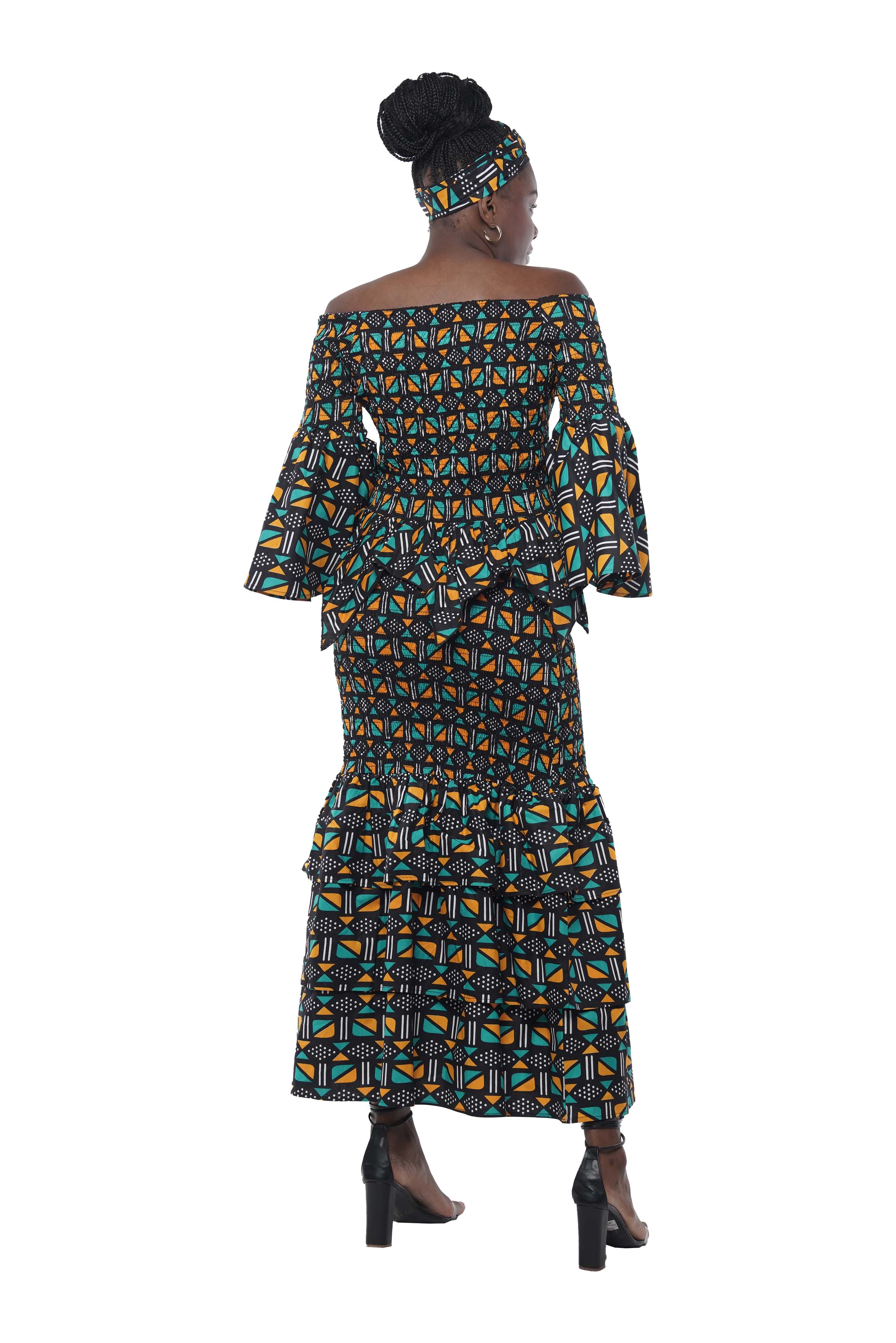 African Zig Zag Hem Top and Fish Tail Skirt Set