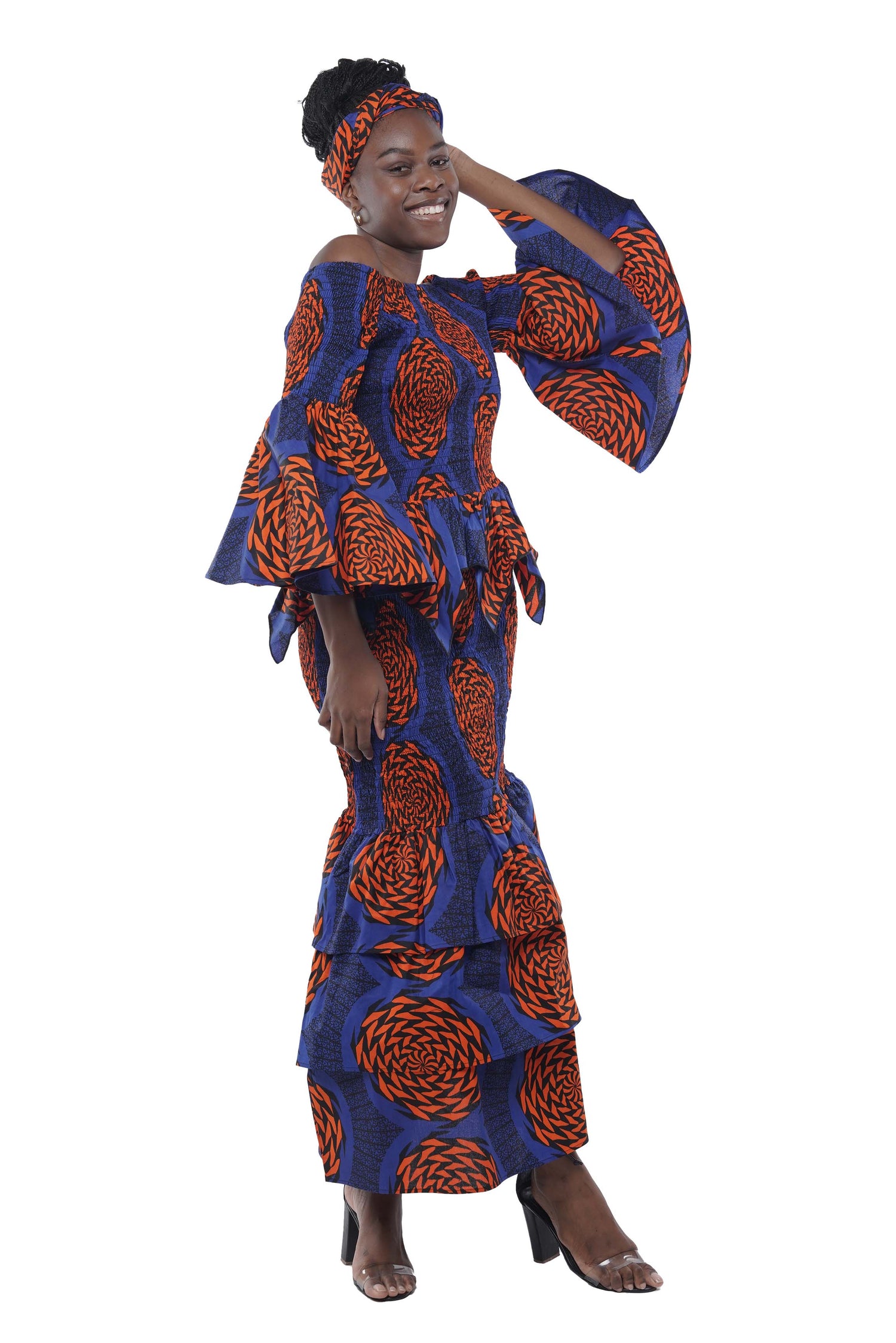 African Zig Zag Hem Top and Fish Tail Skirt Set
