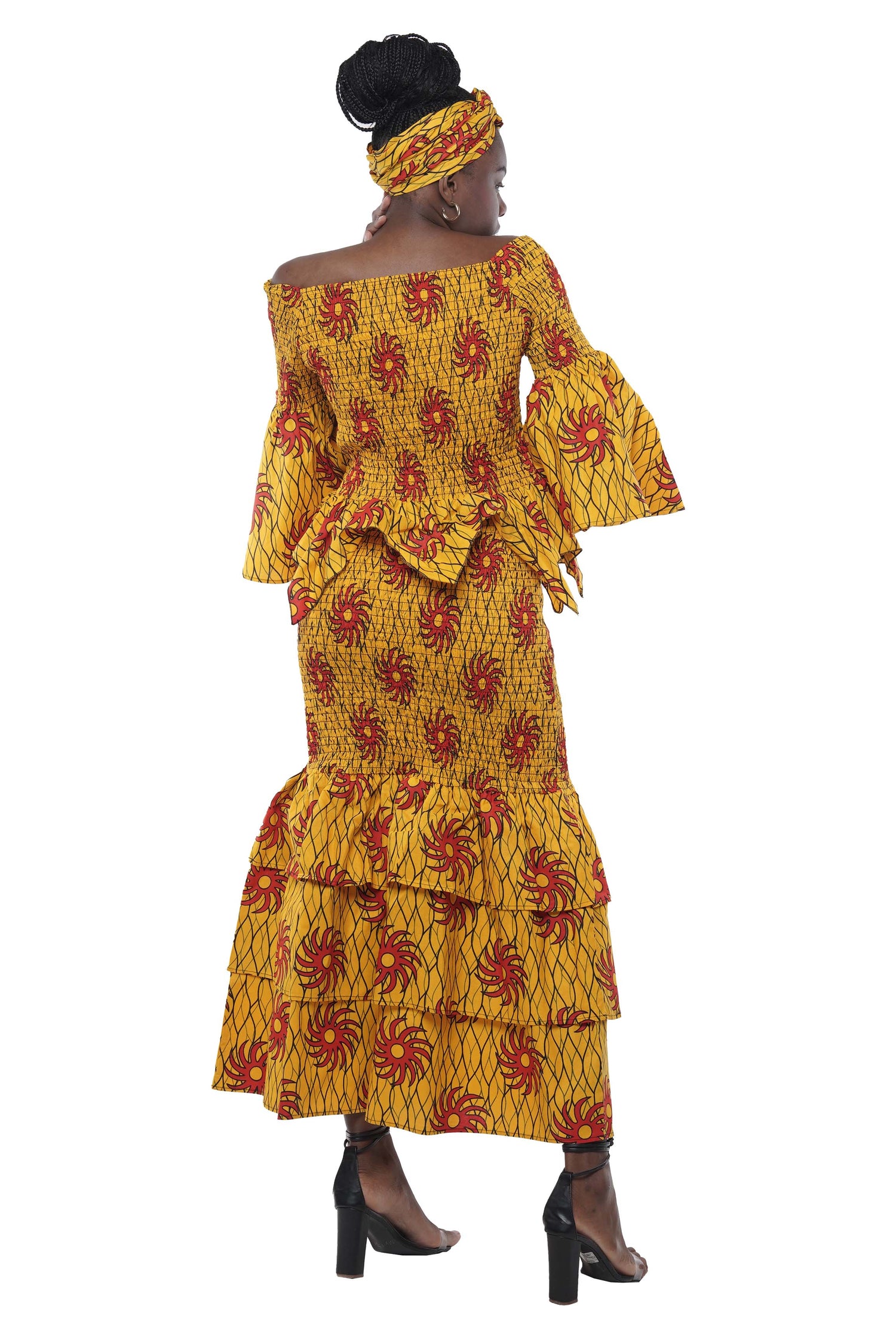 African Zig Zag Hem Top and Fish Tail Skirt Set