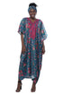 Embroidered velvet Printed kaftan with matching headwrap