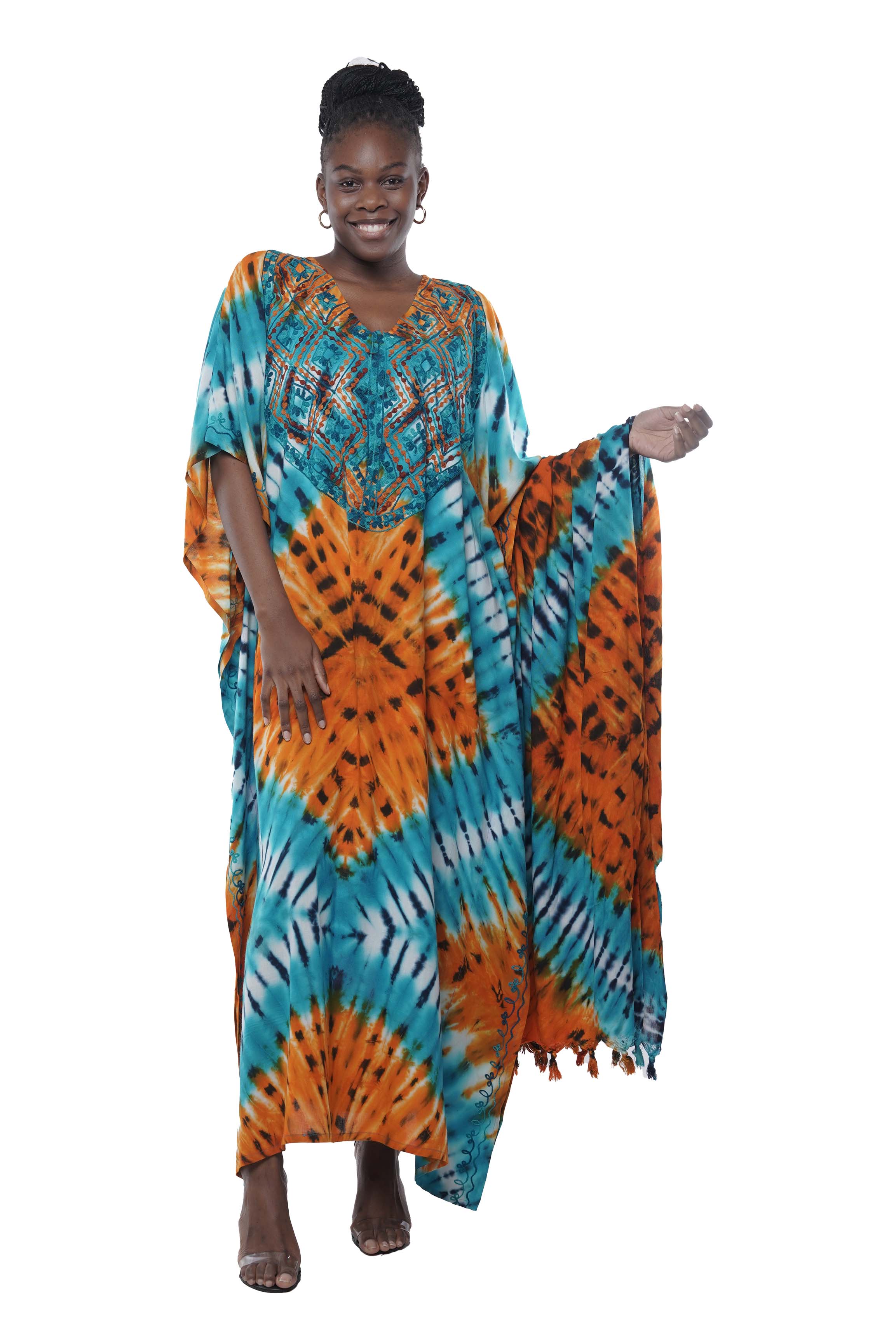 Embroidered Tie & Dye Kaftan