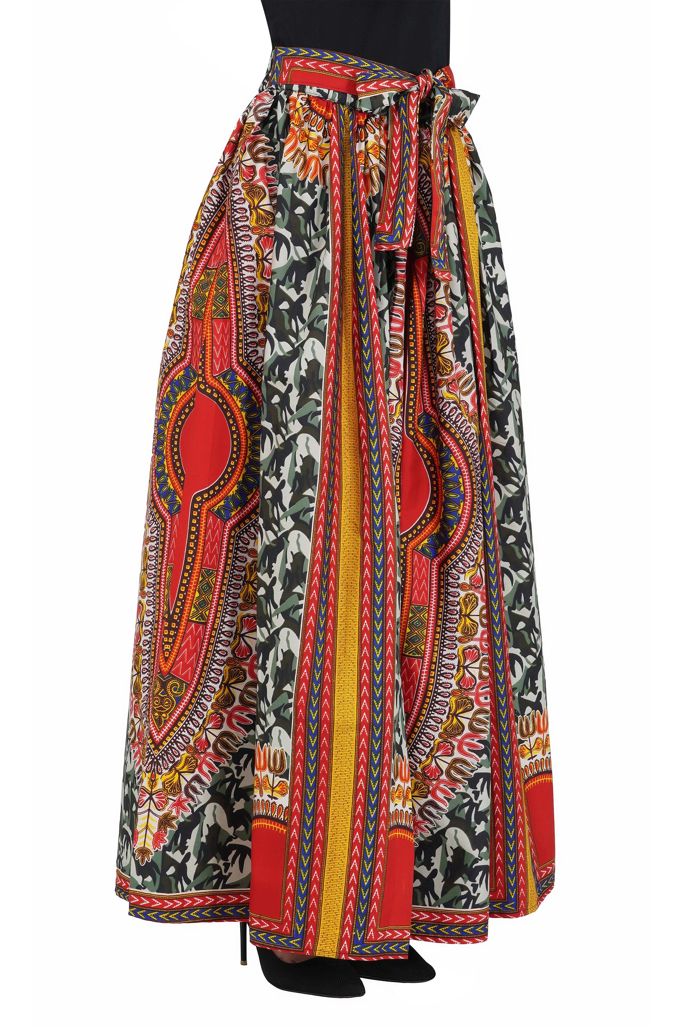 Dashiki Camouflage Long Maxi Skirt