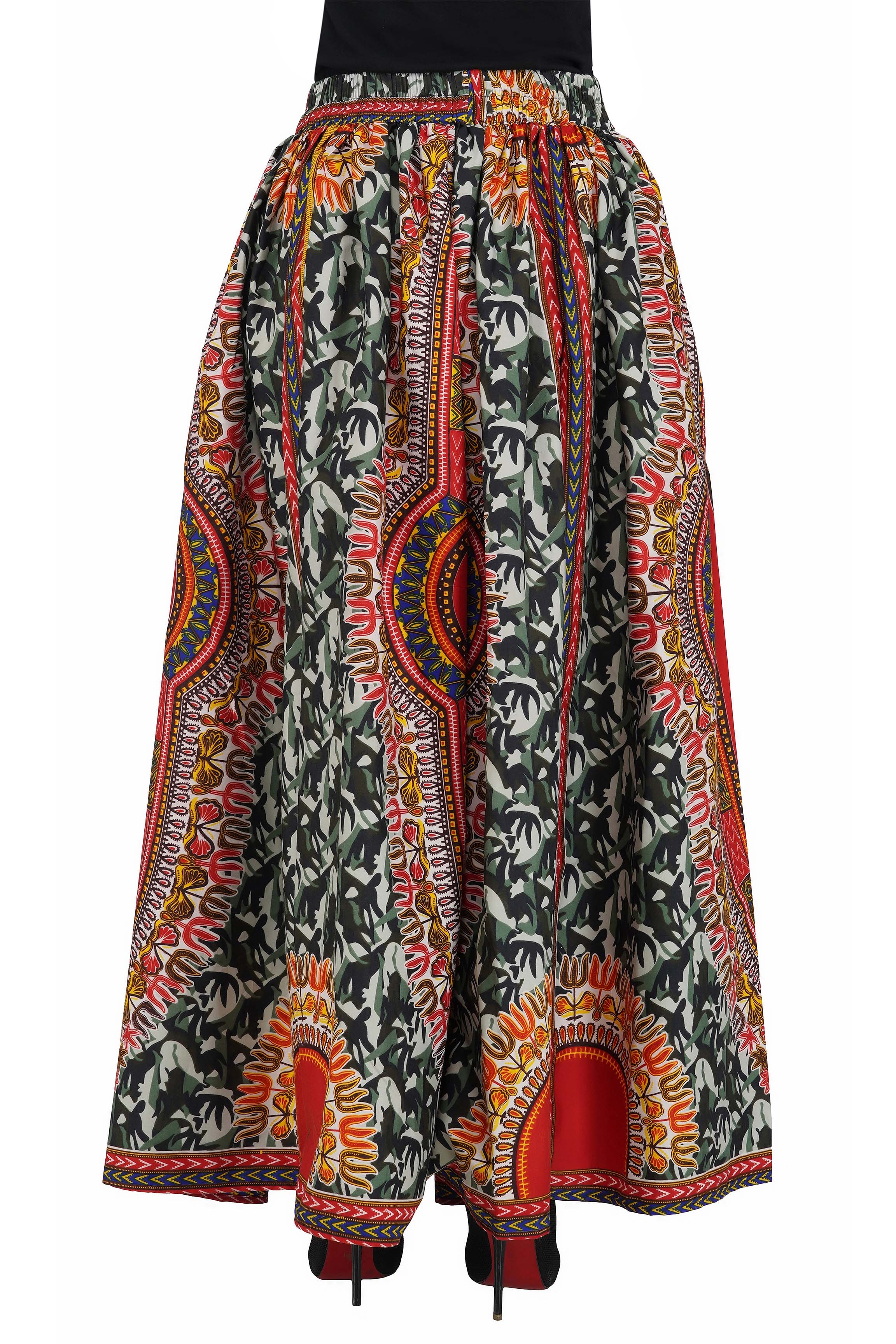 Dashiki Camouflage Long Maxi Skirt