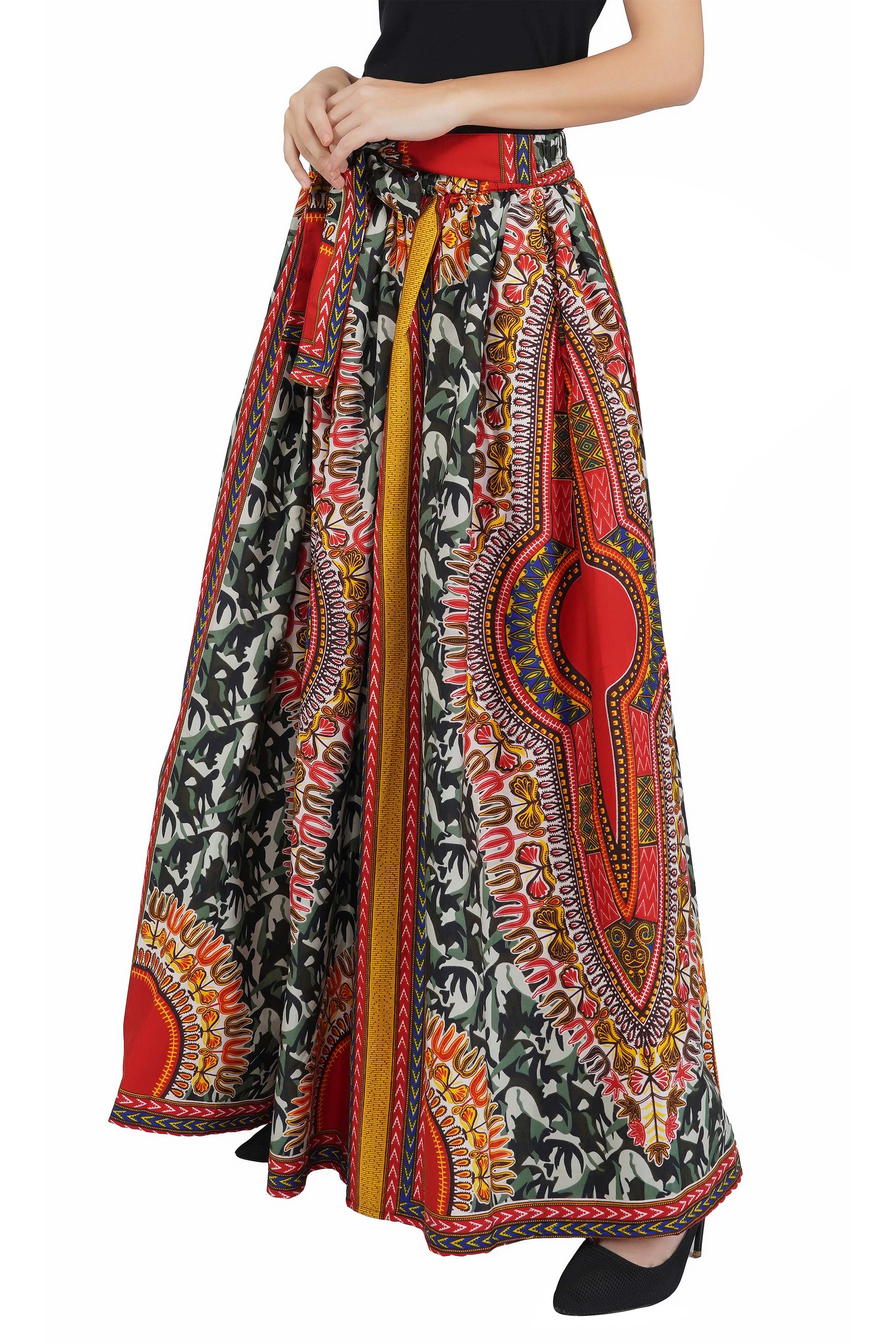 Dashiki Camouflage Long Maxi Skirt