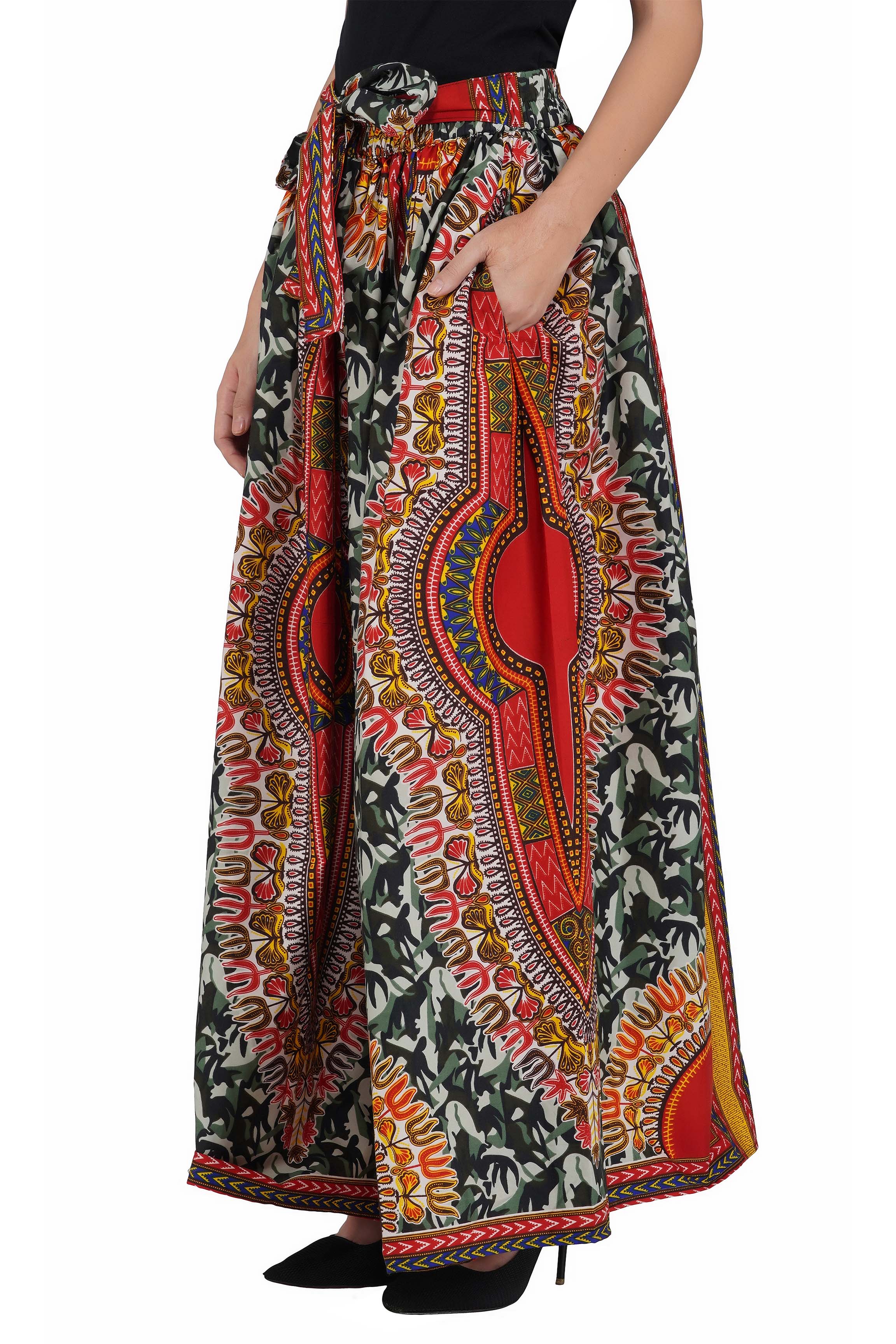 Dashiki Camouflage Long Maxi Skirt