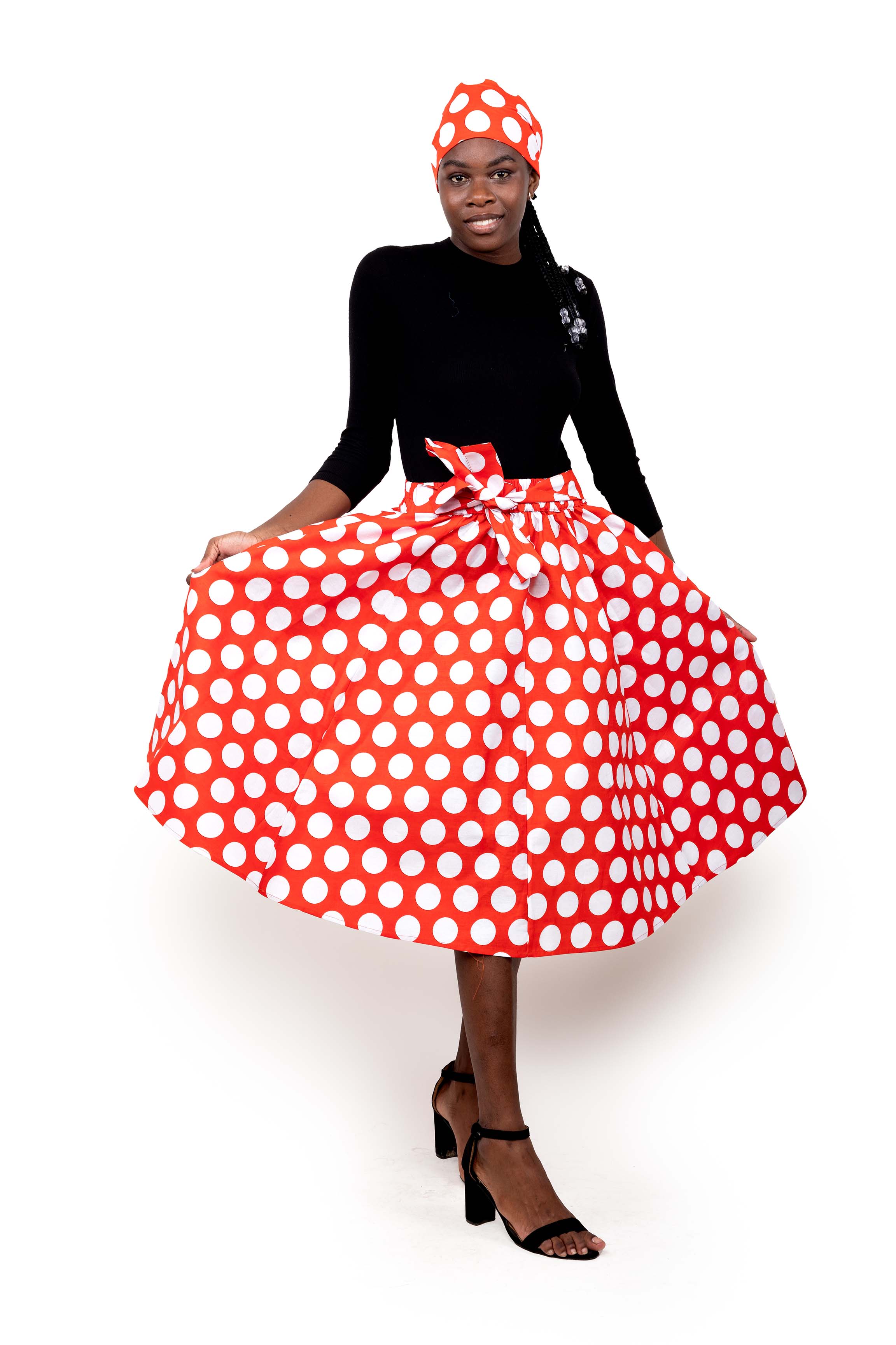 Orange Dots Midi Skirt Satsuma African Clothing