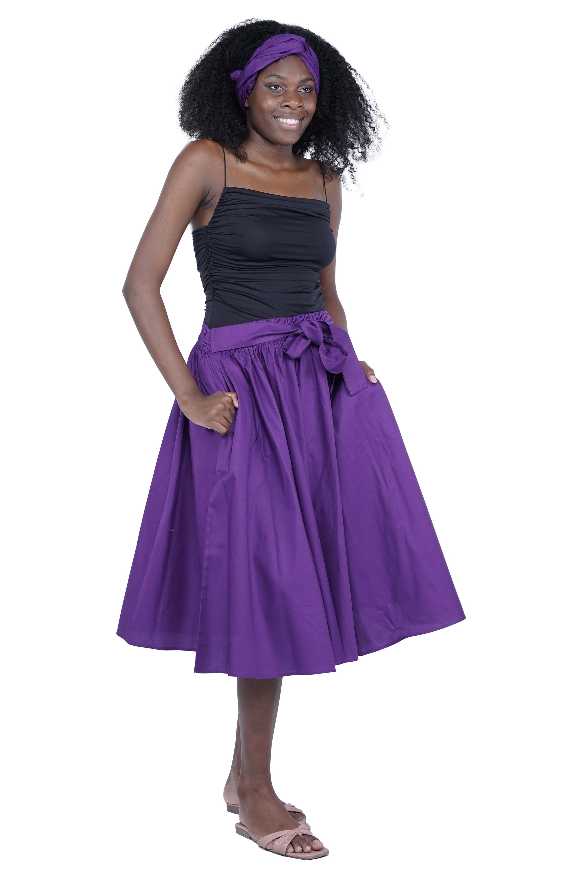 Solid Color Ladies Midi Skirt