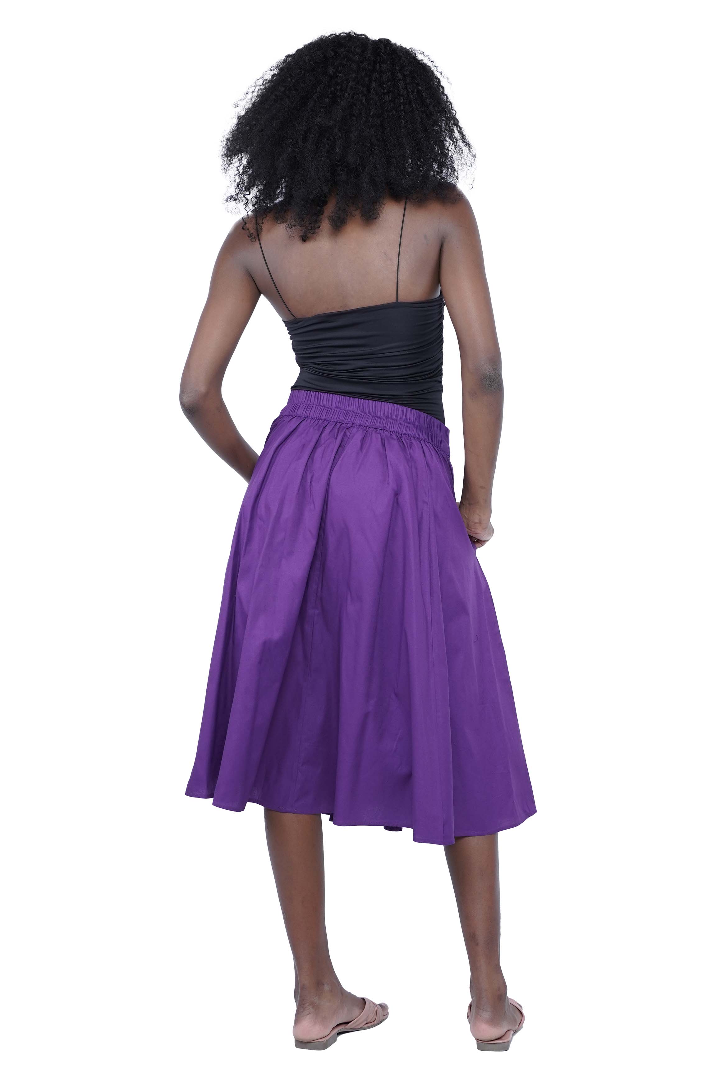 Solid Color Ladies Midi Skirt
