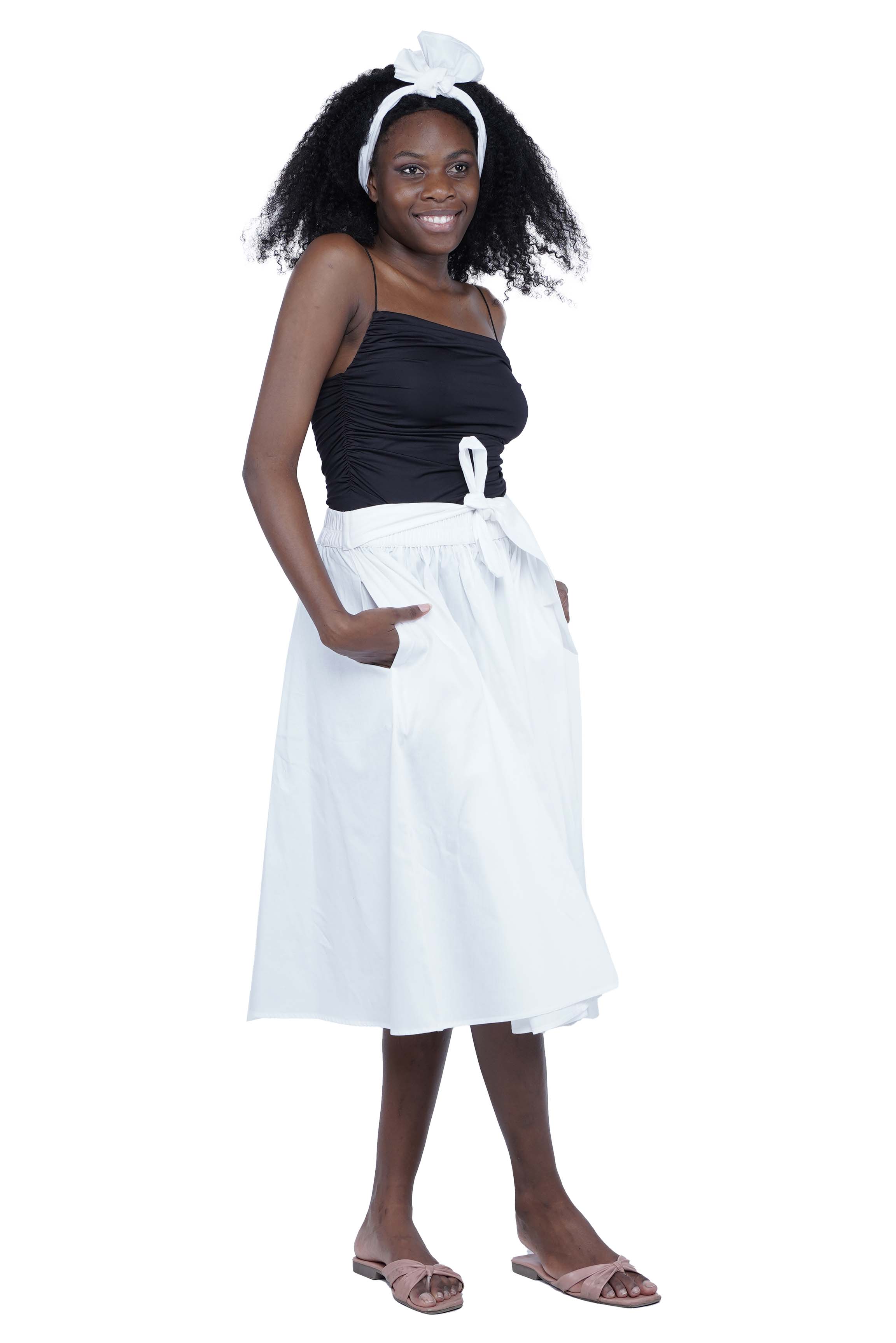 Solid Color Ladies Midi Skirt