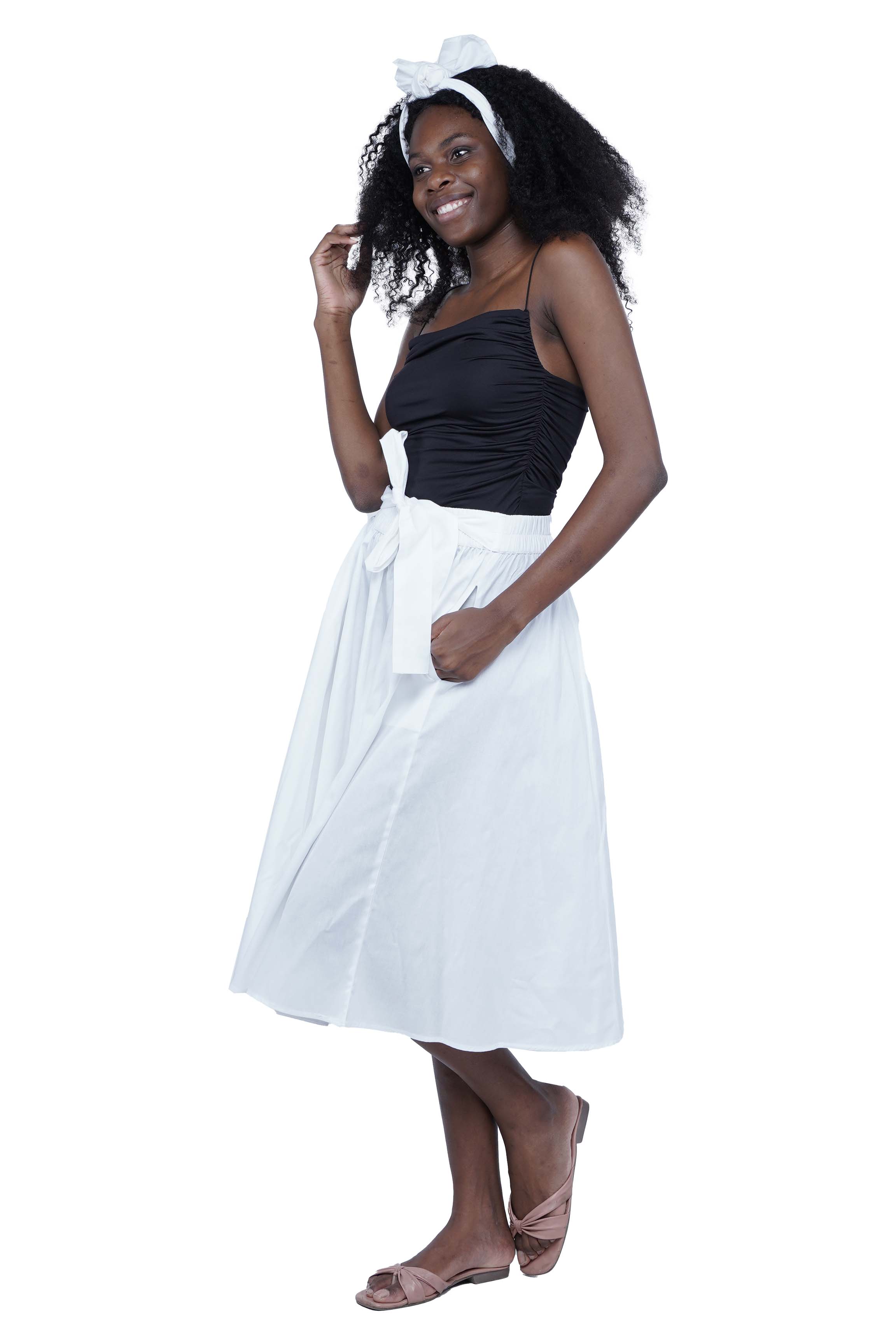 Solid Color Ladies Midi Skirt