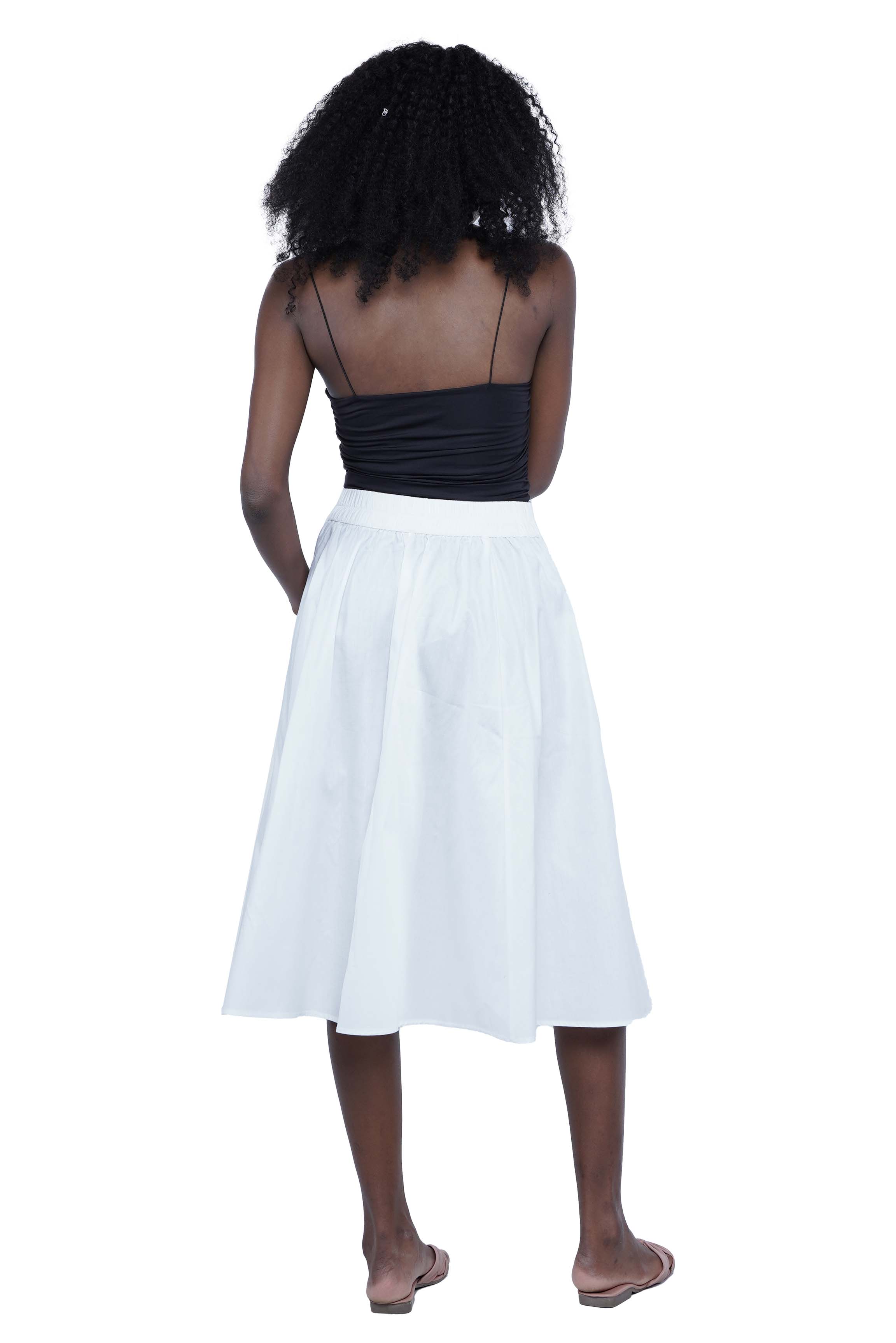 Solid Color Ladies Midi Skirt