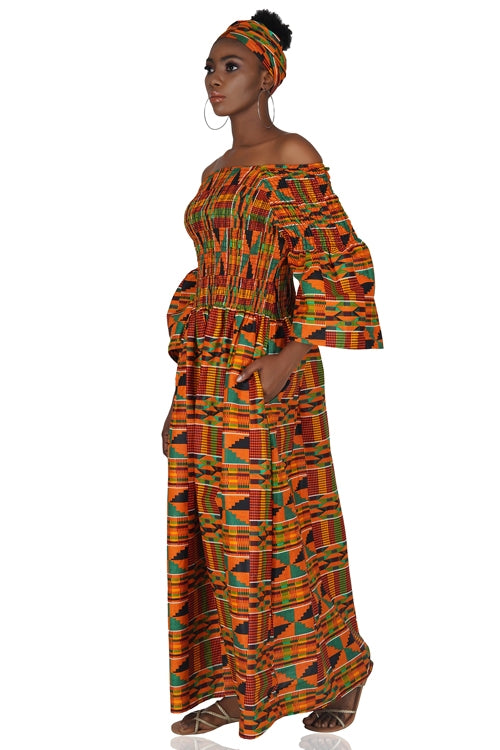 Traditional Kente Long Maxi Dress
