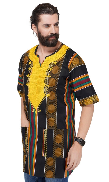 African Print Kente Embroidered Dashiki shirt