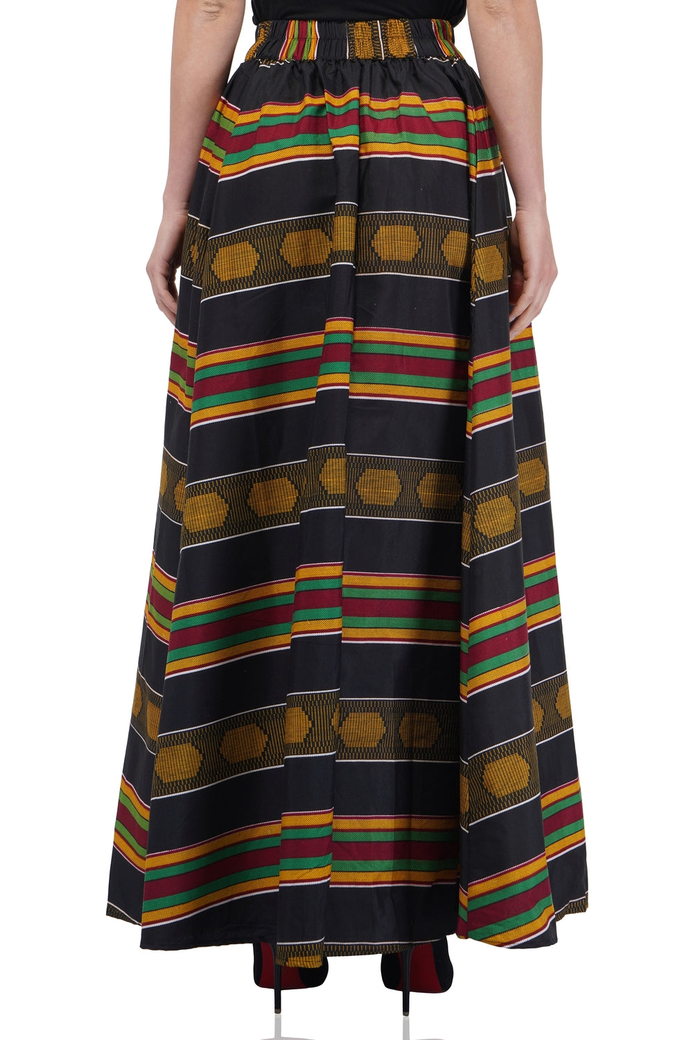 African Long Maxi Skirt 100% Cotton w/ Pockets & Headwrap One Size 41” Length