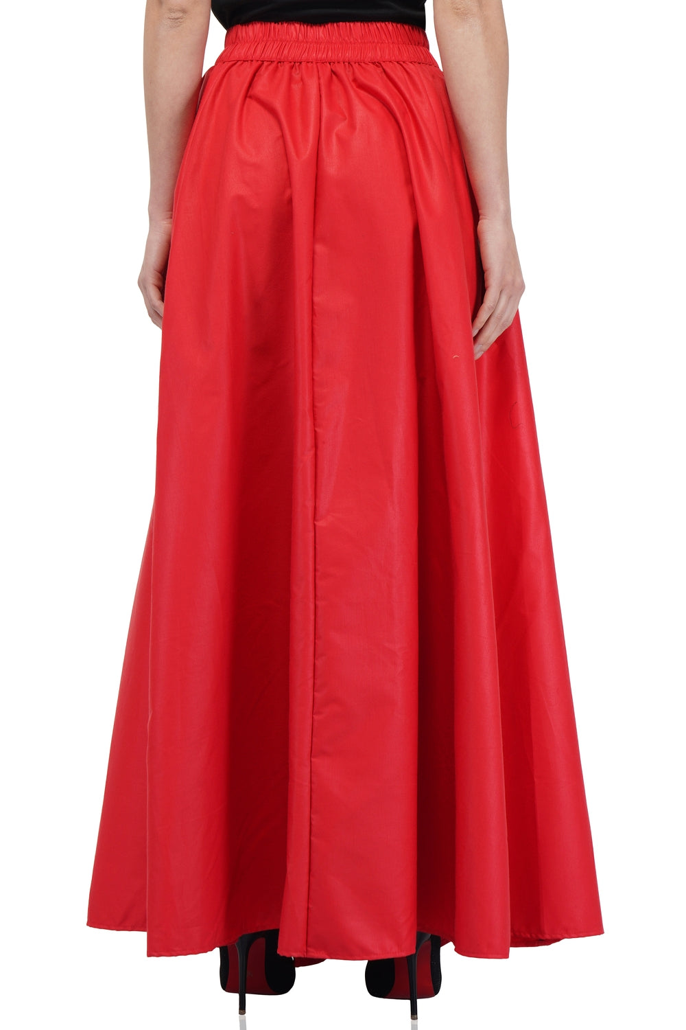 Solid Red Long Maxi Skirt