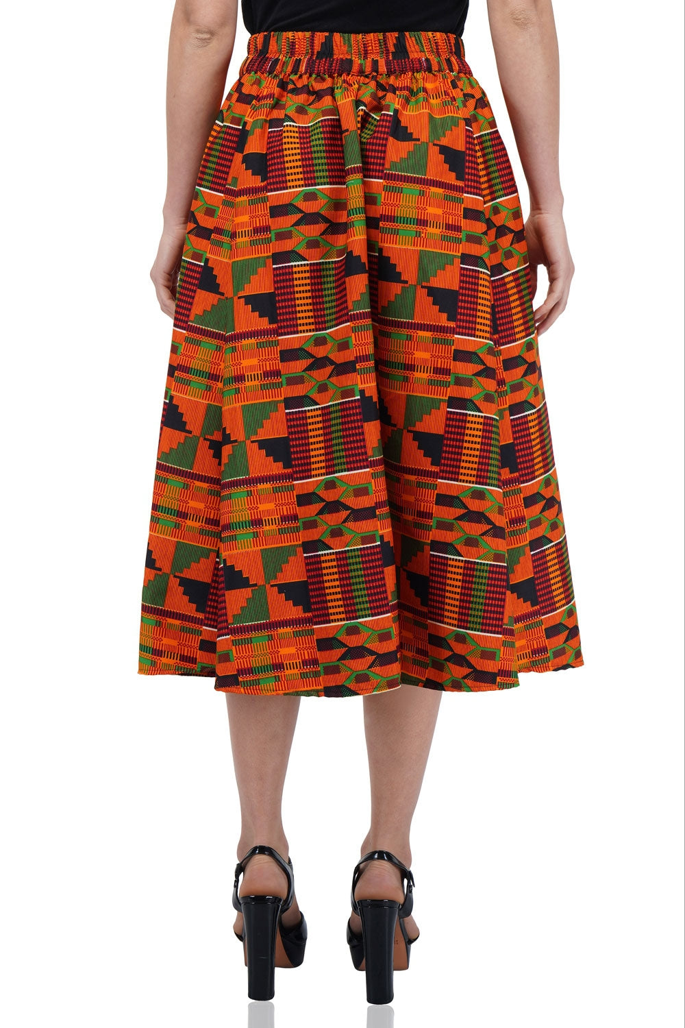 Kente Print Midi Skirt