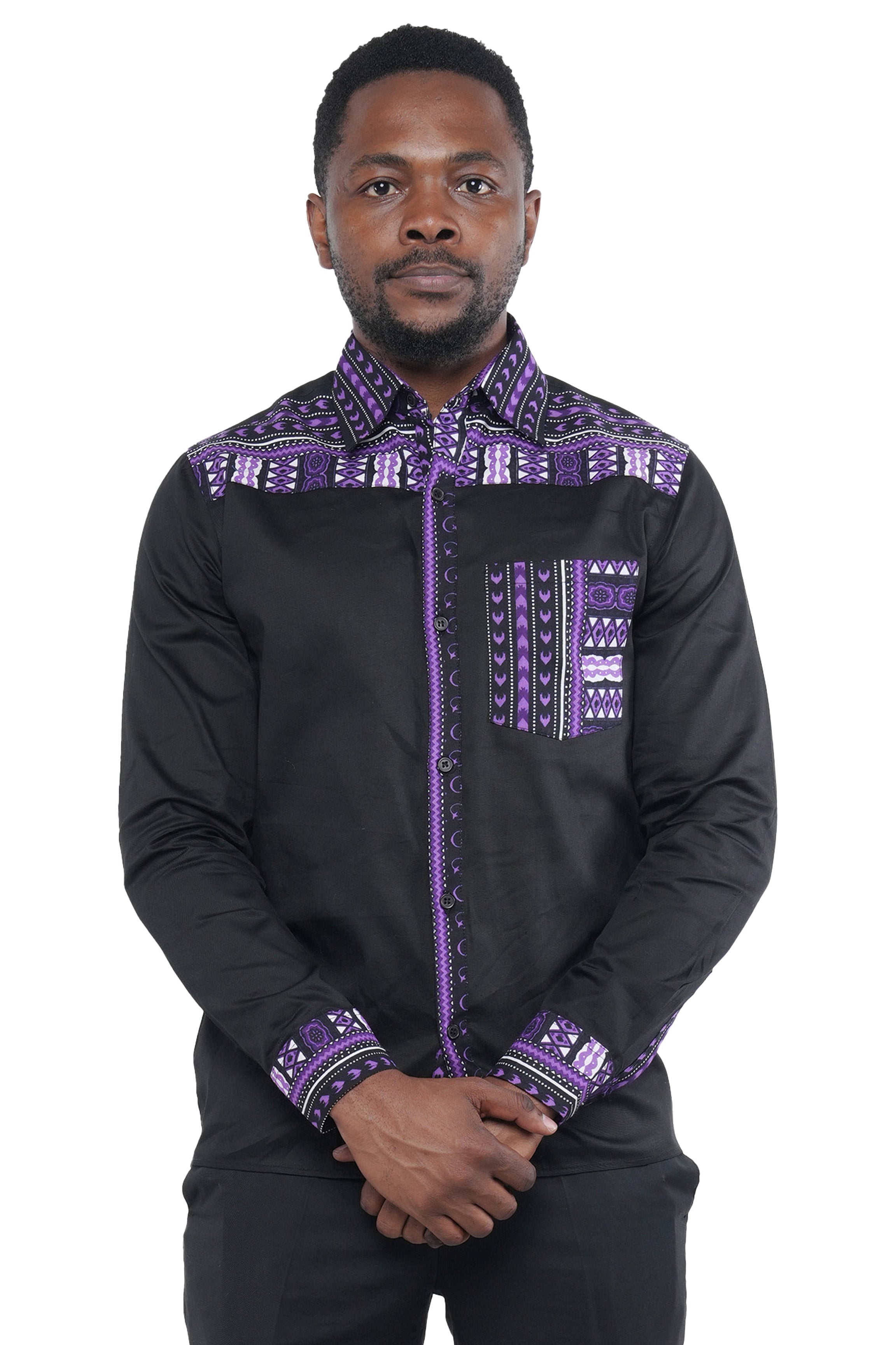 African Button Down Shirt for Men | Patch Pocket – Cotton full Sleeve
