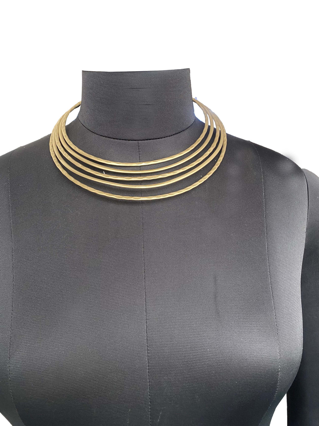 Multi-Layer Gold Statement Choker Necklace | Layered Curved Design