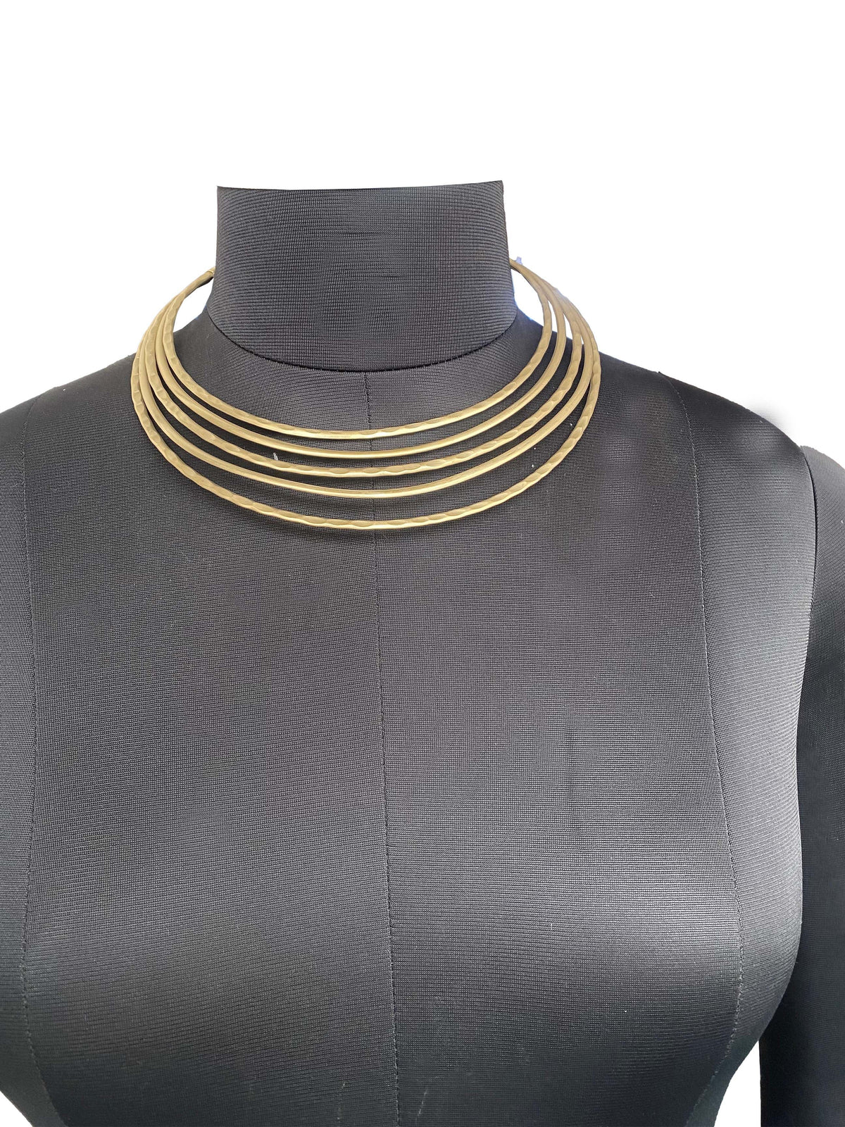 Multi-Layer Gold Statement Choker Necklace | Layered Curved Design