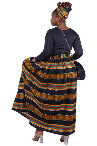 African Long Maxi Skirt With Handbag