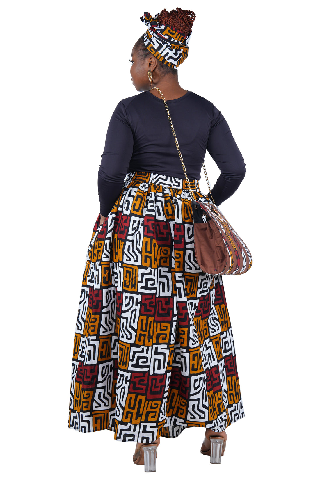 African Long Maxi Skirt With Handbag