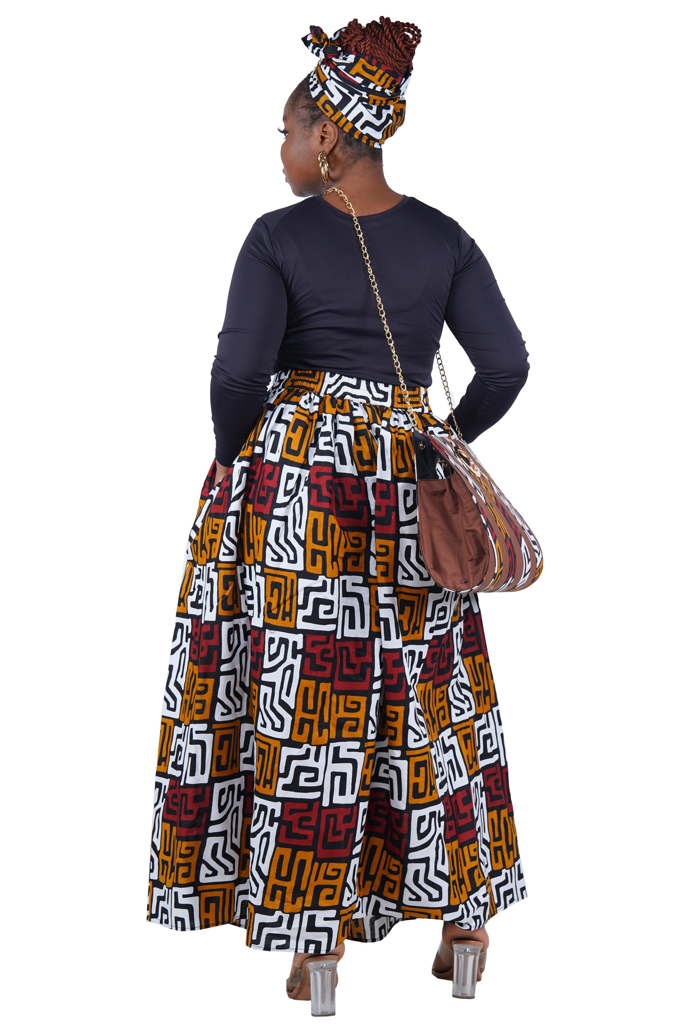 African Long Maxi Skirt With Handbag