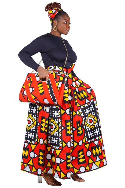 African Long Maxi Skirt With Handbag