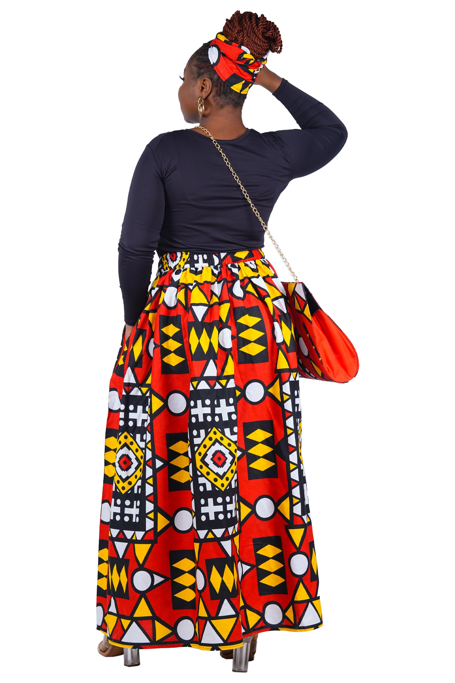 African Long Maxi Skirt With Handbag