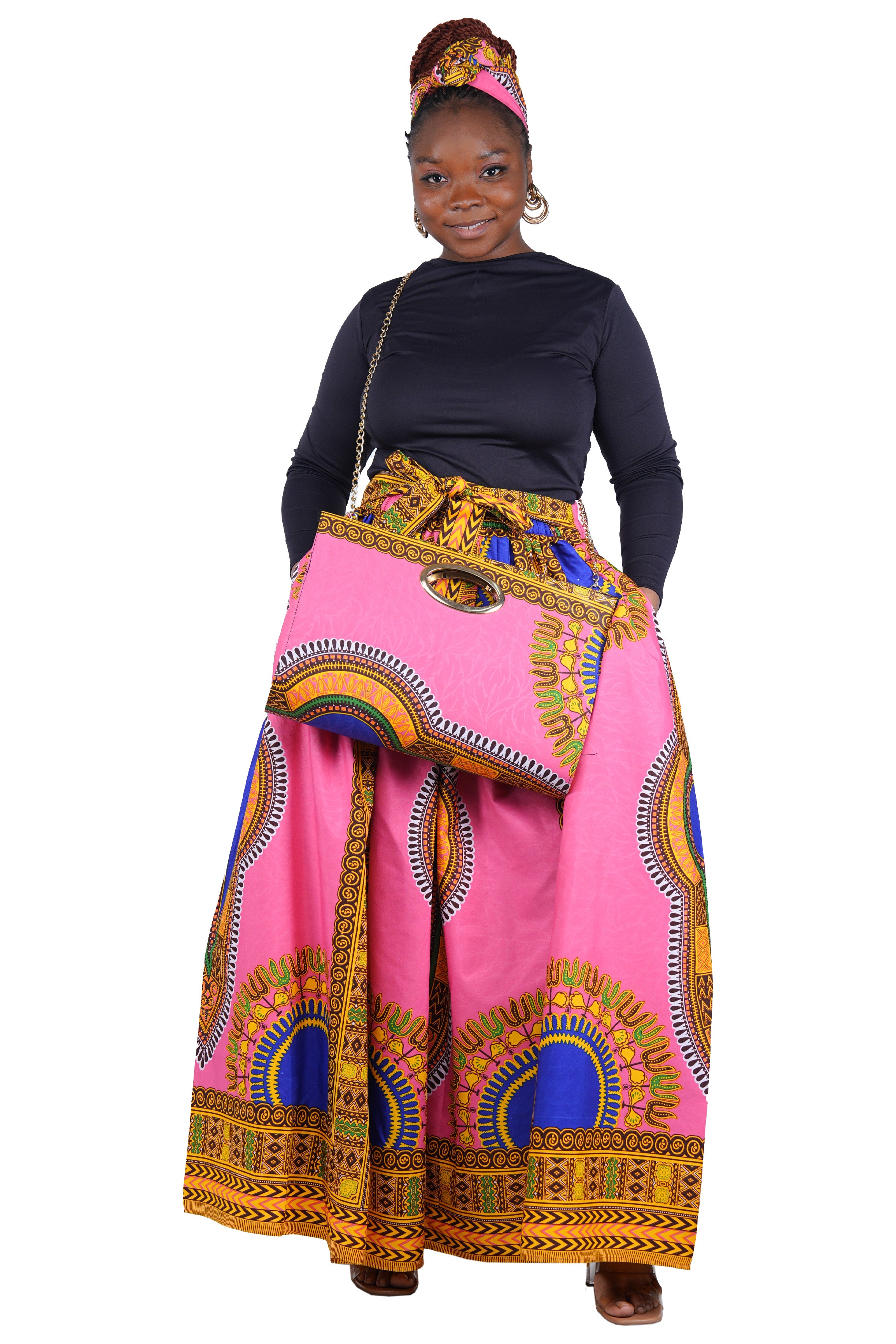 African Long Maxi Skirt With Handbag