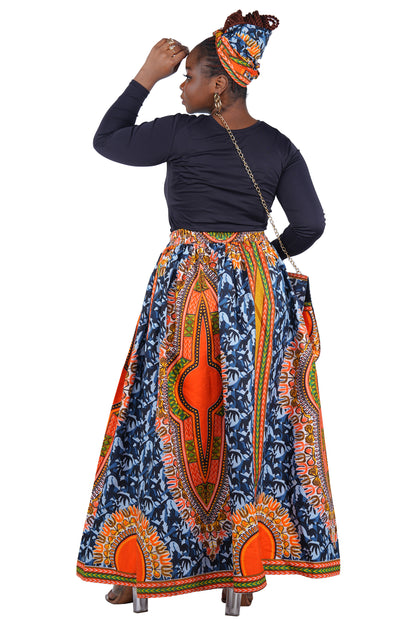 African Long Maxi Skirt With Handbag