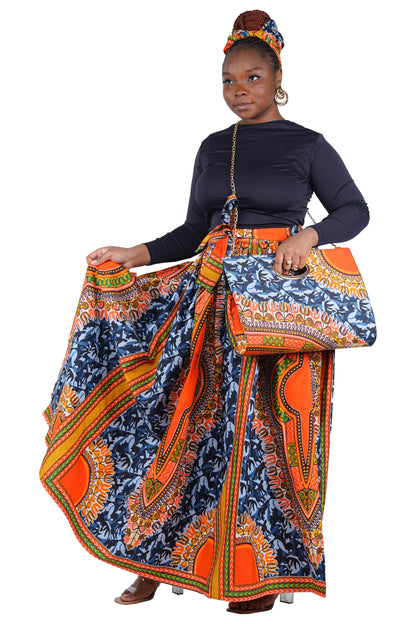 African Long Maxi Skirt With Handbag