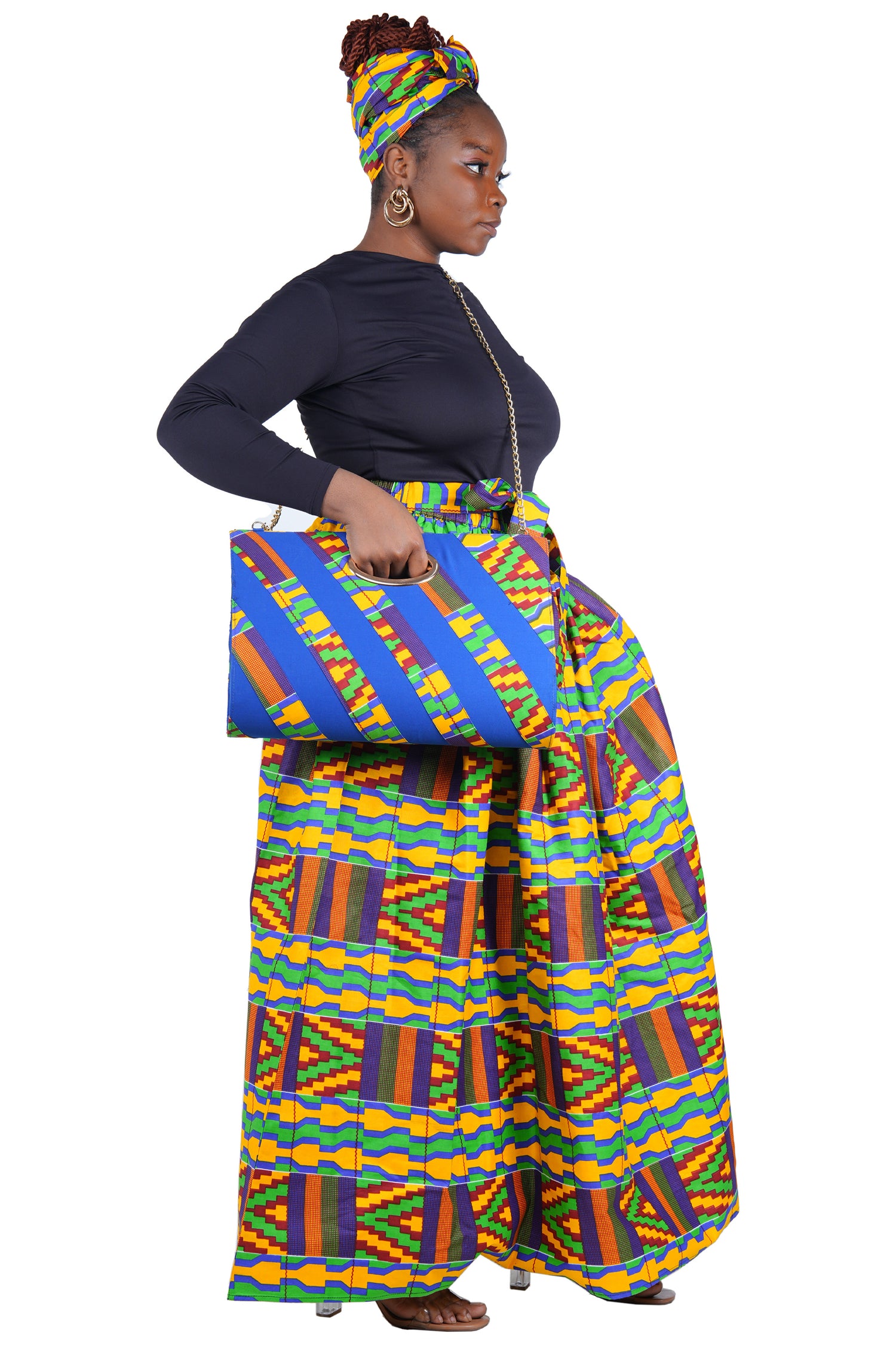 African Long Maxi Skirt With Handbag