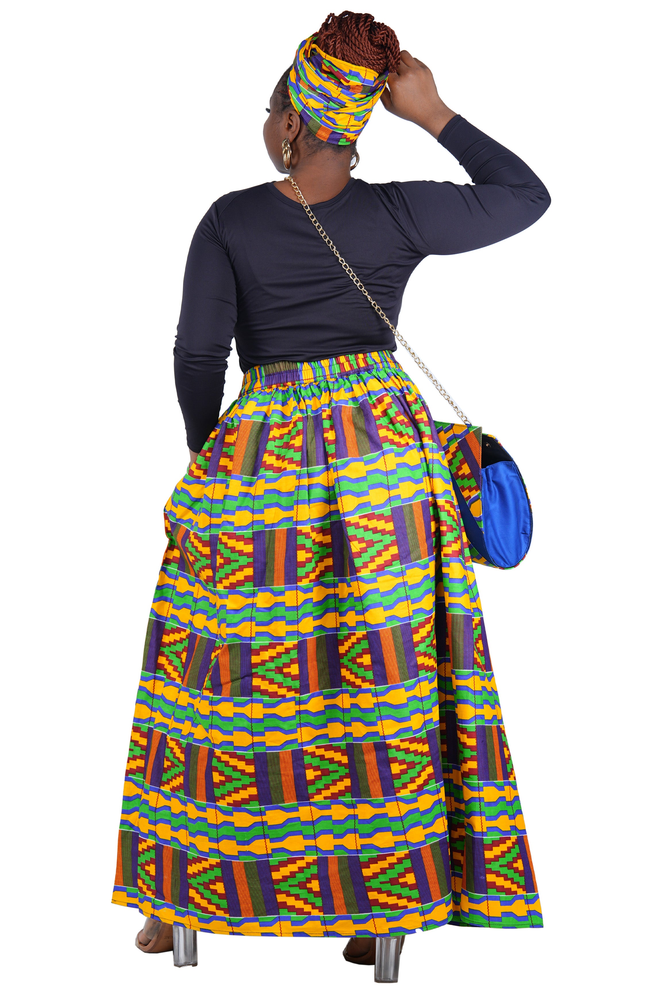 African Long Maxi Skirt With Handbag