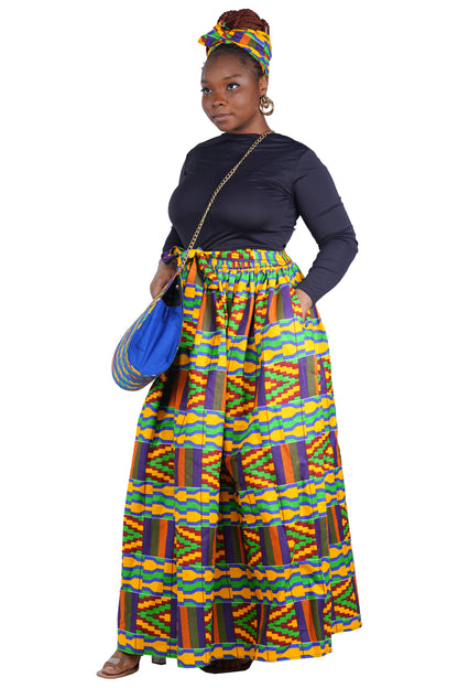 African Long Maxi Skirt With Handbag