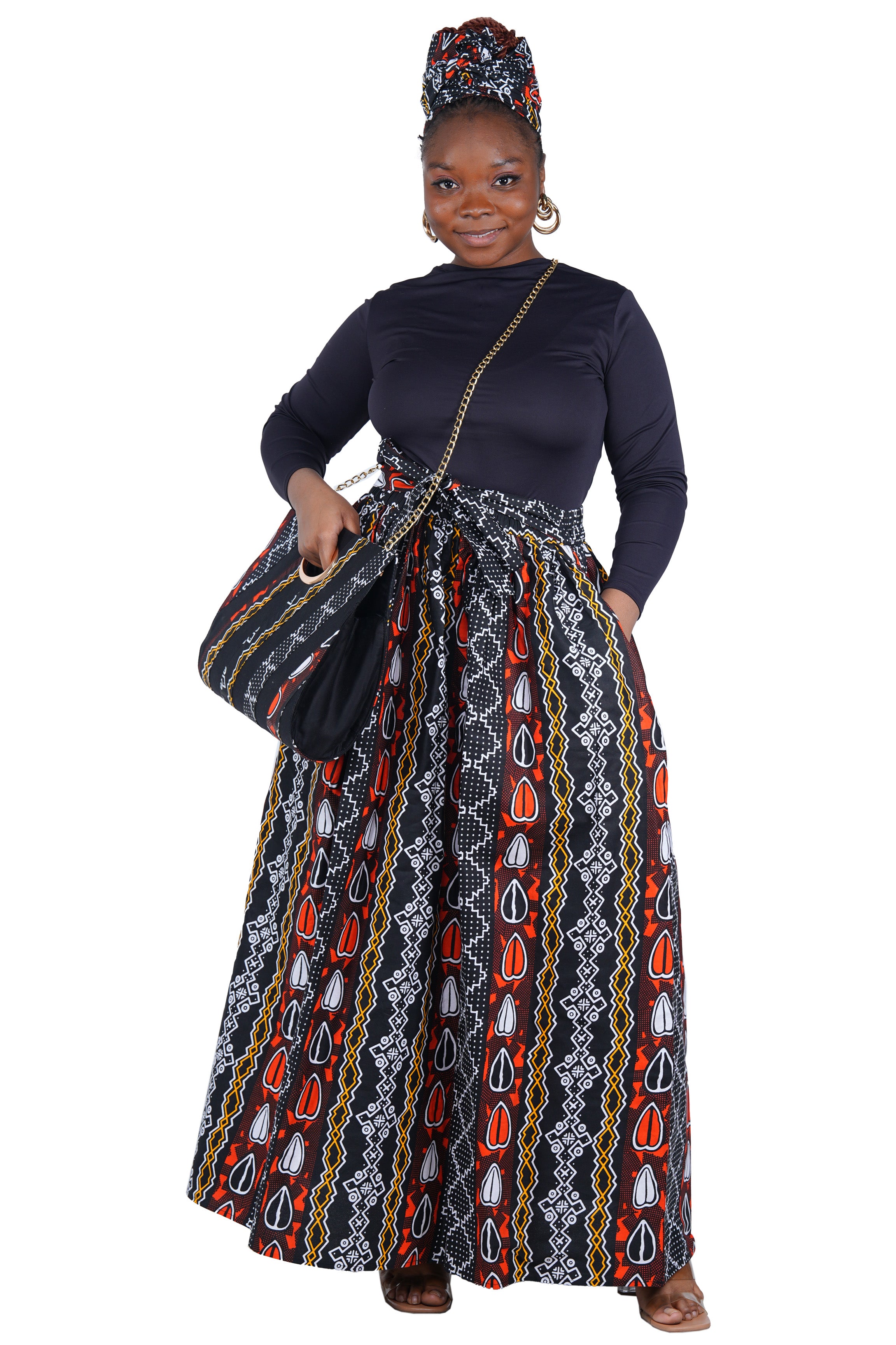 African Long Maxi Skirt With Handbag