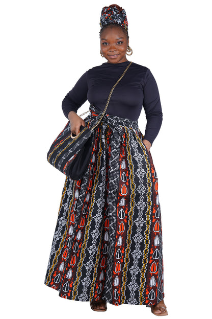 African Long Maxi Skirt With Handbag