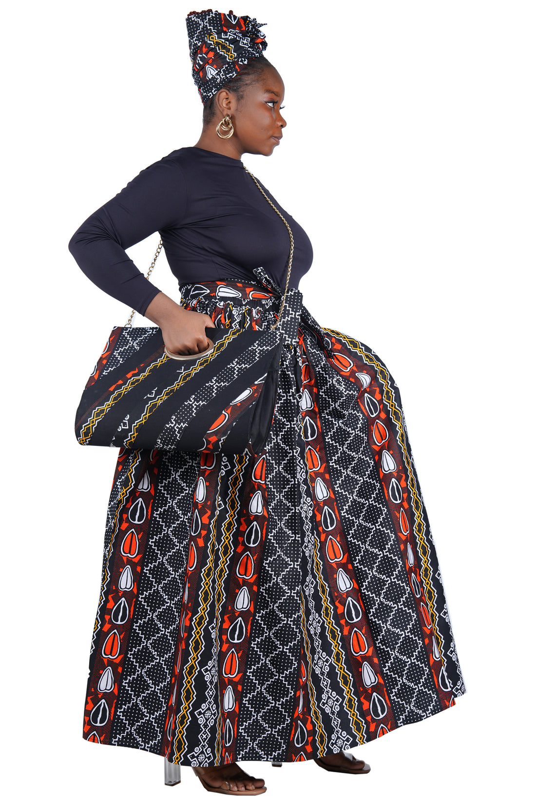 African Long Maxi Skirt With Handbag