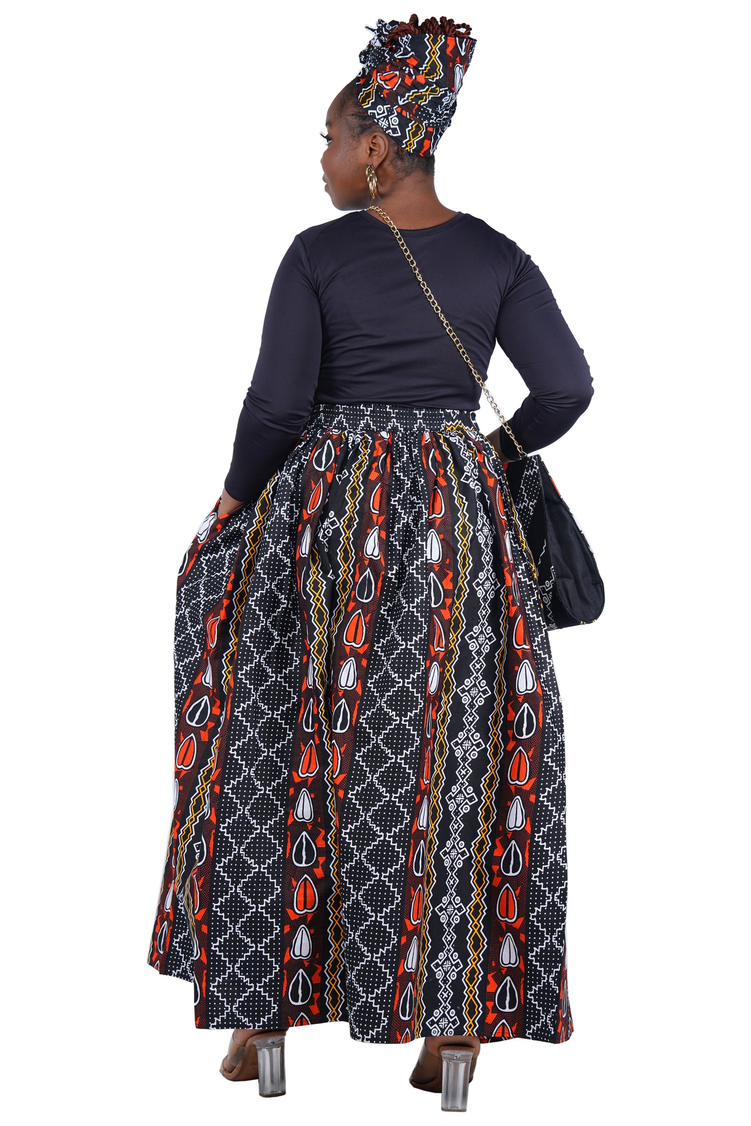 African Long Maxi Skirt With Handbag