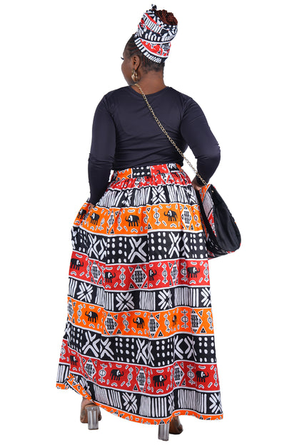 African Long Maxi Skirt With Handbag