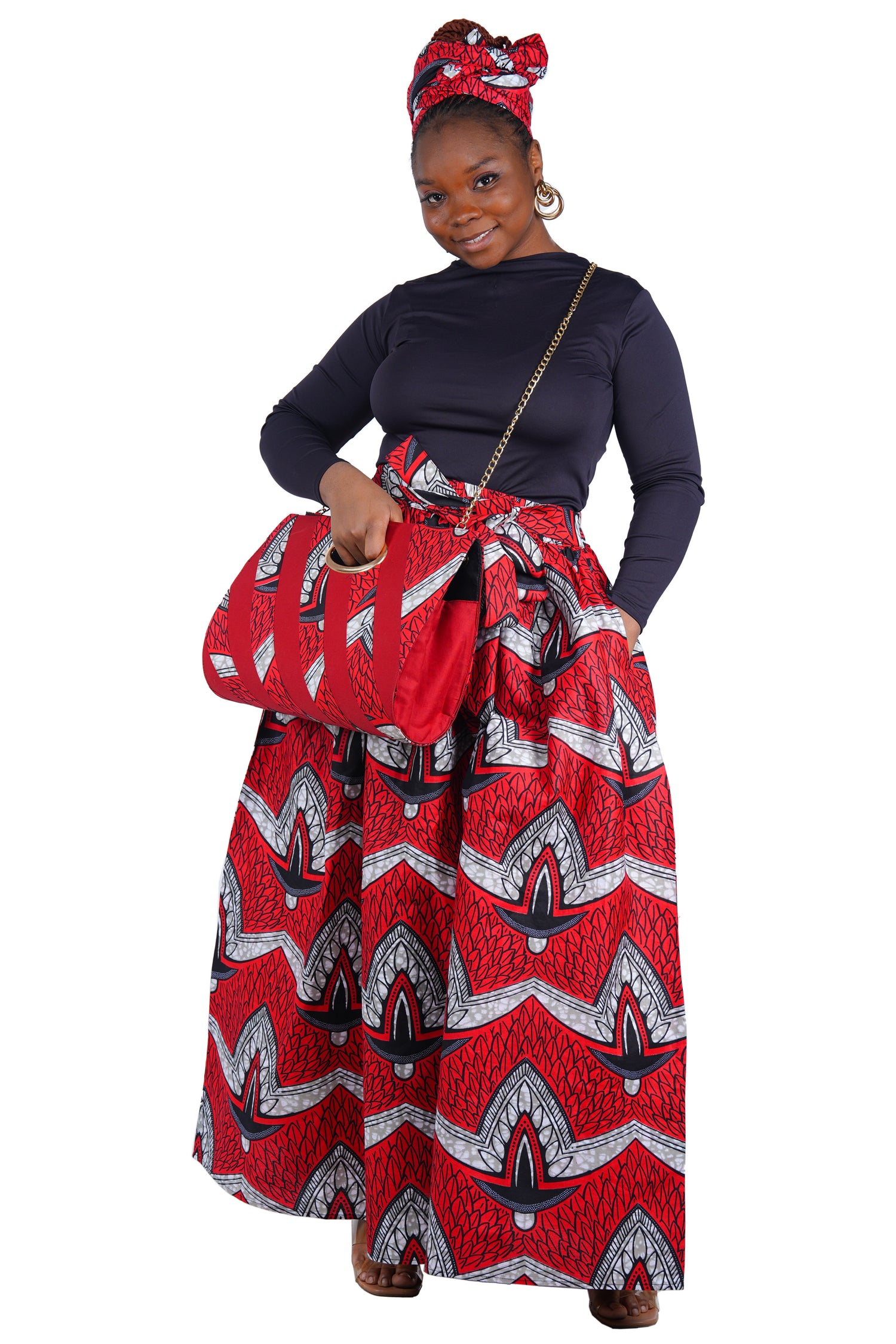 African Long Maxi Skirt With Handbag