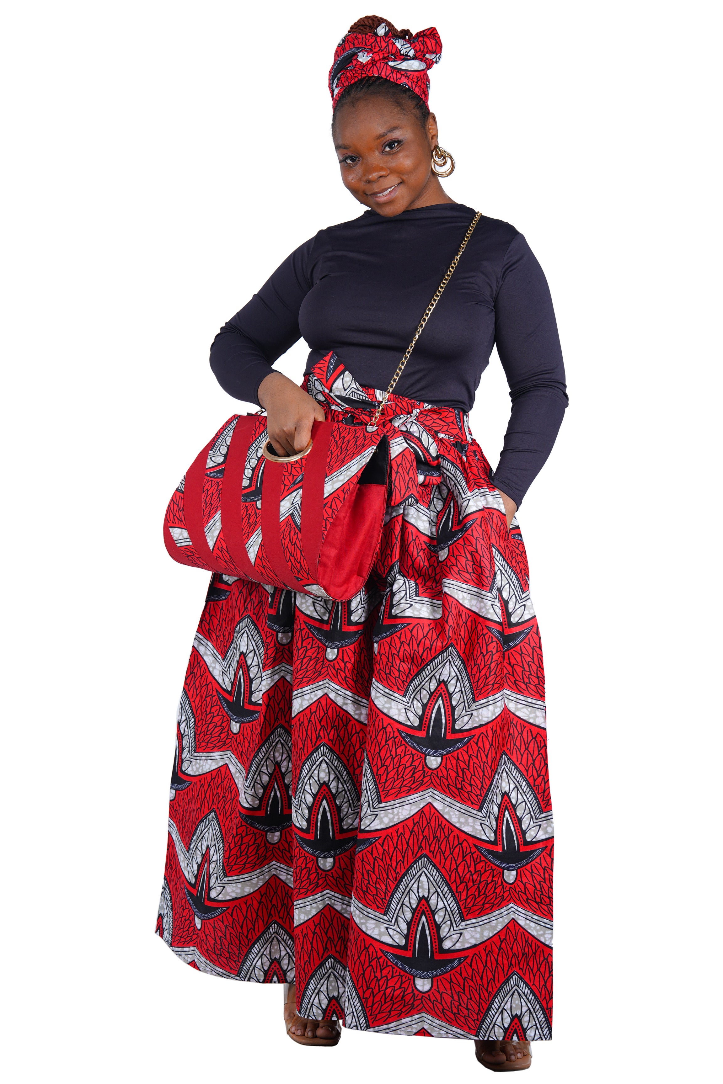 African Long Maxi Skirt With Handbag